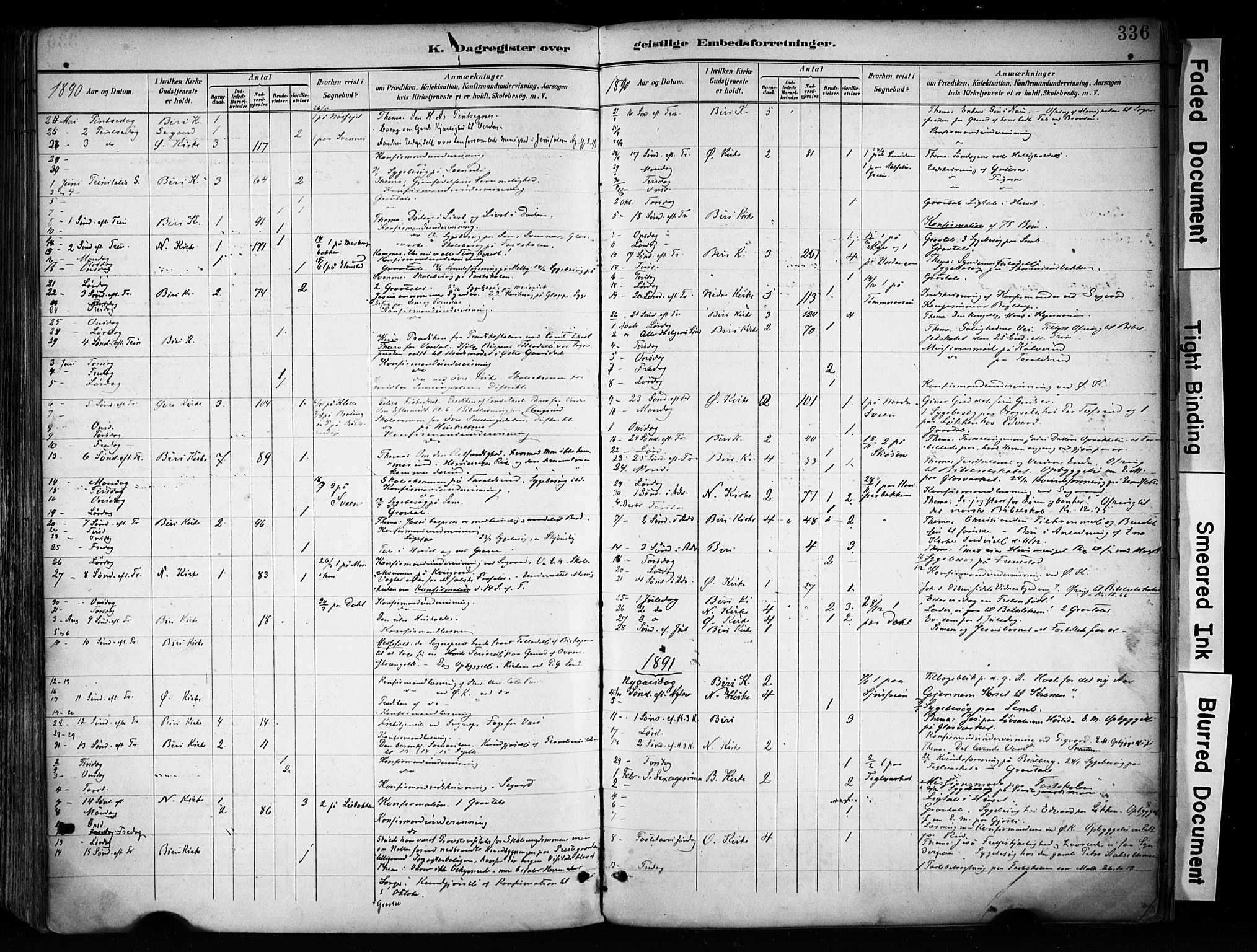 Biri prestekontor, SAH/PREST-096/H/Ha/Haa/L0009: Parish register (official) no. 9, 1887-1900, p. 336