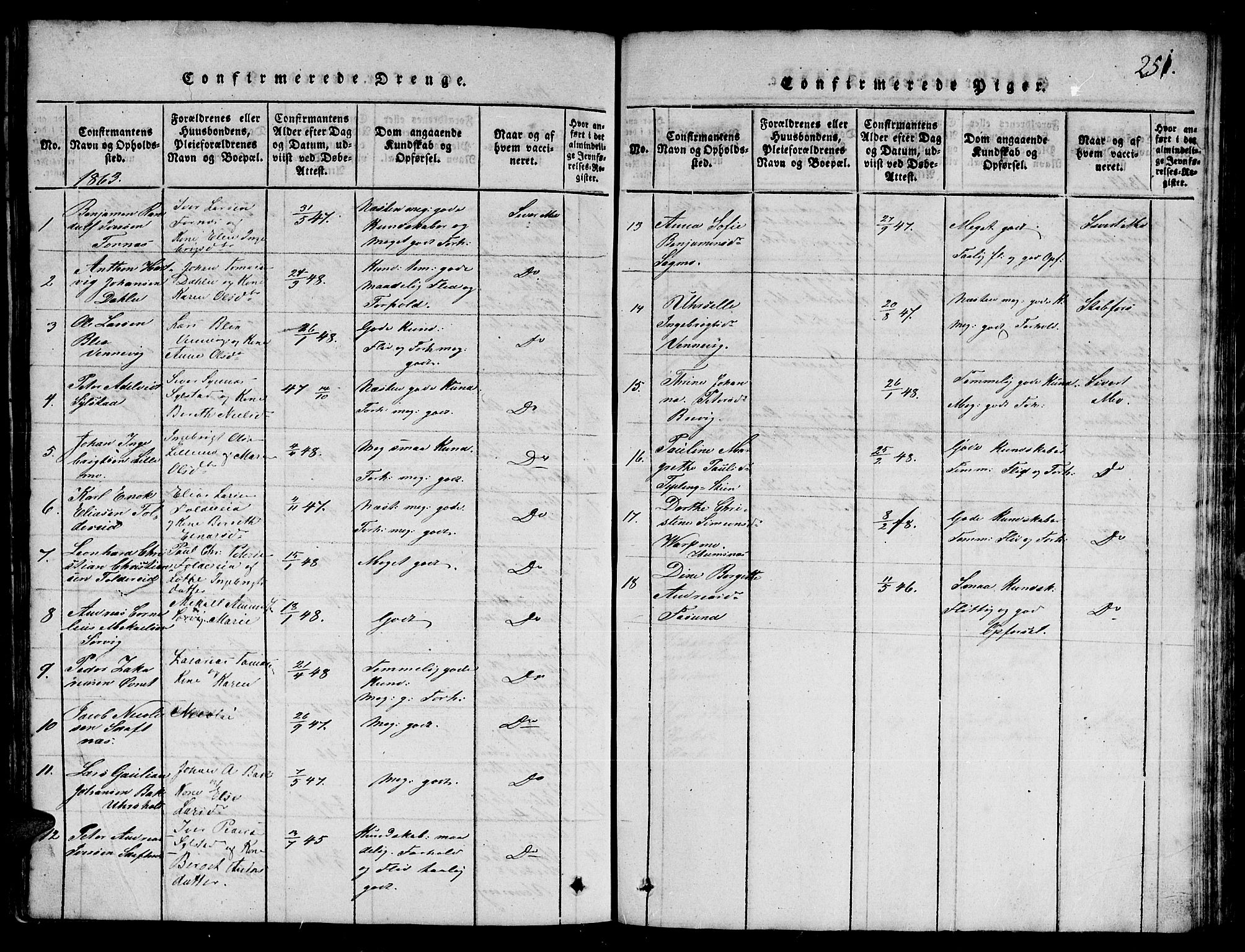 Ministerialprotokoller, klokkerbøker og fødselsregistre - Nord-Trøndelag, SAT/A-1458/780/L0648: Parish register (copy) no. 780C01 /3, 1815-1877, p. 251