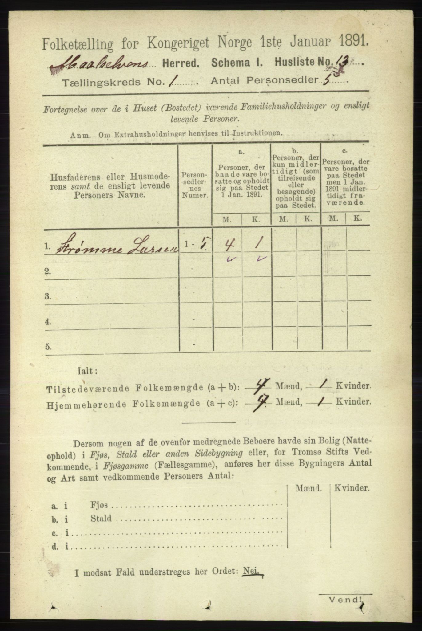 RA, 1891 census for 1924 Målselv, 1891, p. 43