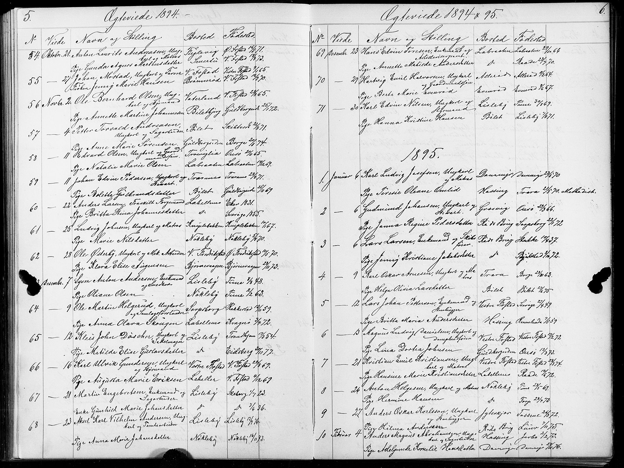 Glemmen prestekontor Kirkebøker, AV/SAO-A-10908/G/Ga/L0006: Parish register (copy) no. 6, 1894-1908, p. 5-6