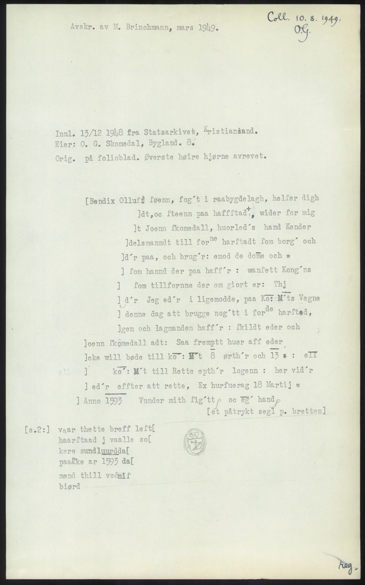 Samlinger til kildeutgivelse, Diplomavskriftsamlingen, AV/RA-EA-4053/H/Ha, p. 780