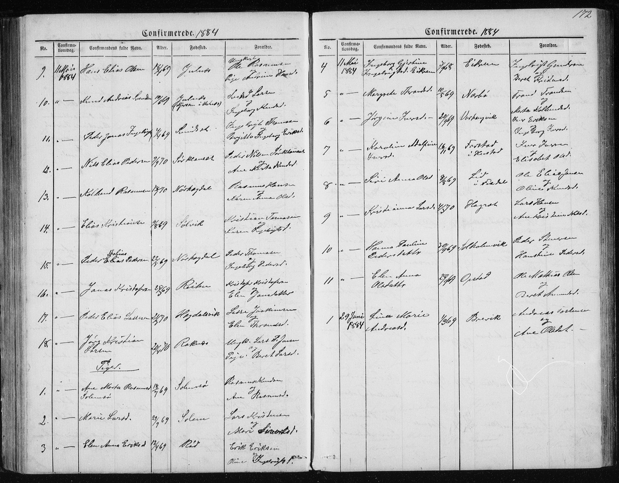 Ministerialprotokoller, klokkerbøker og fødselsregistre - Møre og Romsdal, AV/SAT-A-1454/560/L0724: Parish register (copy) no. 560C01, 1867-1892, p. 172