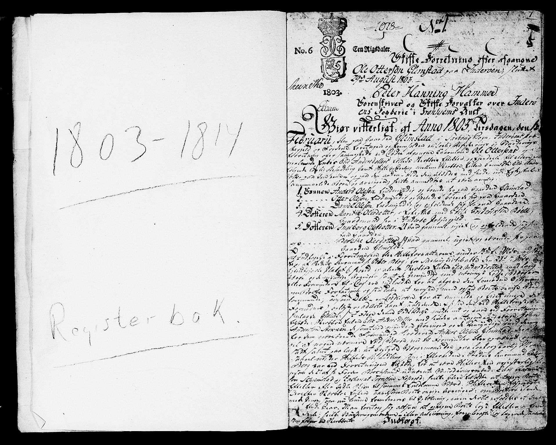 Inderøy sorenskriveri, SAT/A-4147/1/3/3A/L0019: Skifteprotokoll, 1803-1814, p. 0b-1a
