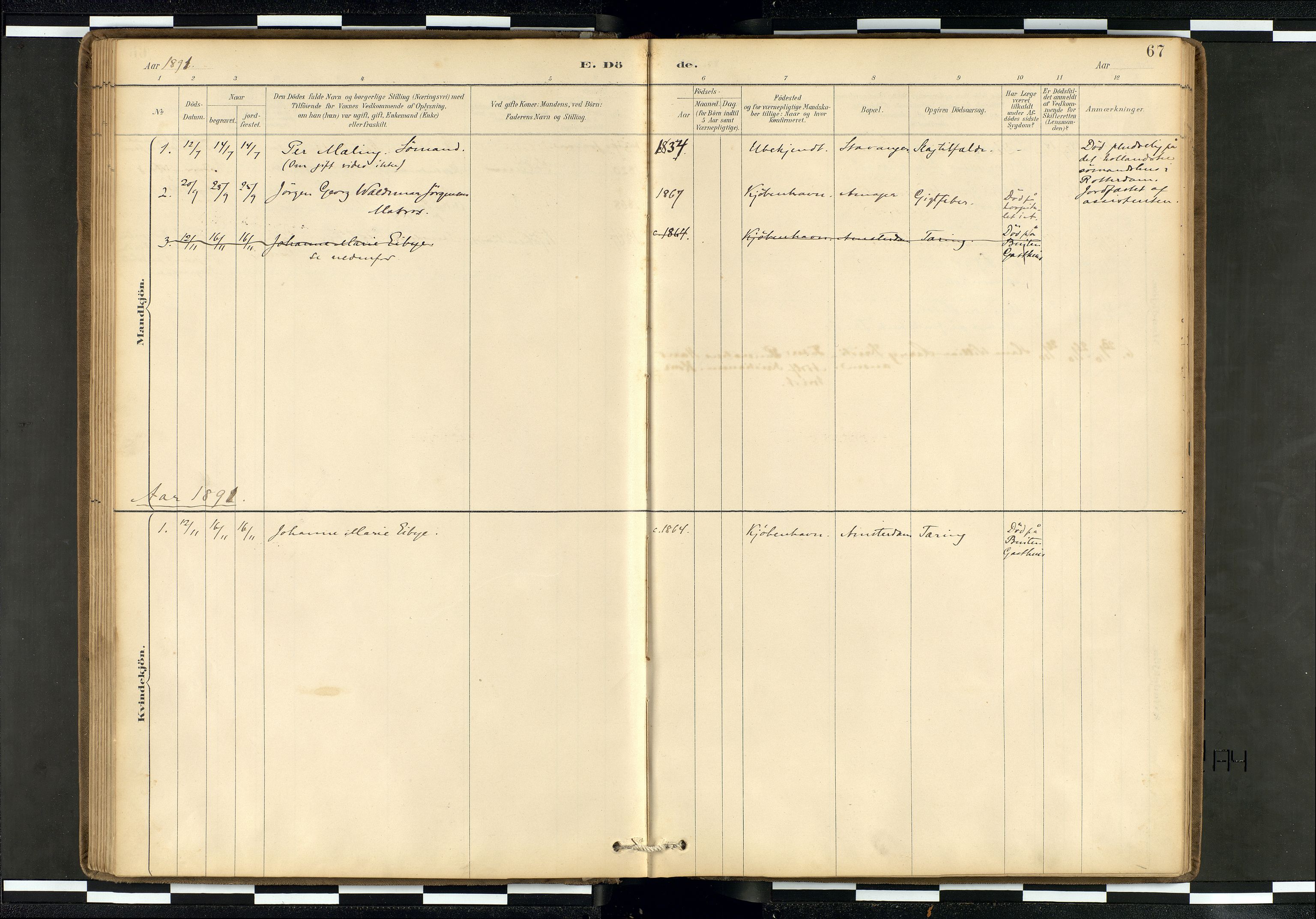 Den norske sjømannsmisjon i utlandet/Hollandske havner (Amsterdam-Rotterdam-Europort), AV/SAB-SAB/PA-0106/H/Ha/Haa/L0002: Parish register (official) no. A 2, 1887-1907, p. 66b-67a