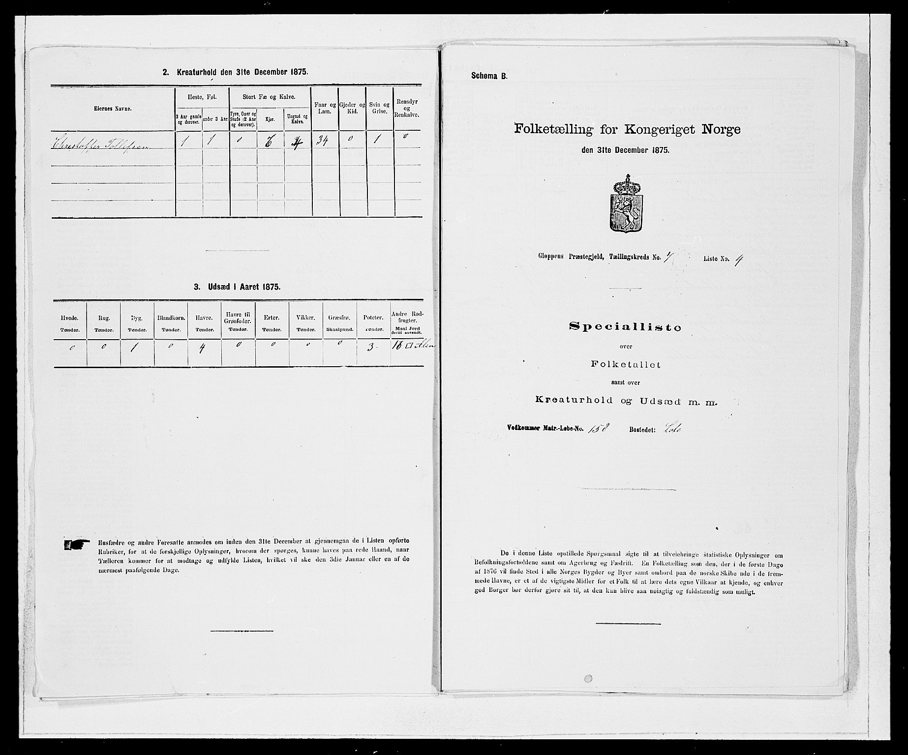 SAB, 1875 Census for 1445P Gloppen, 1875, p. 776