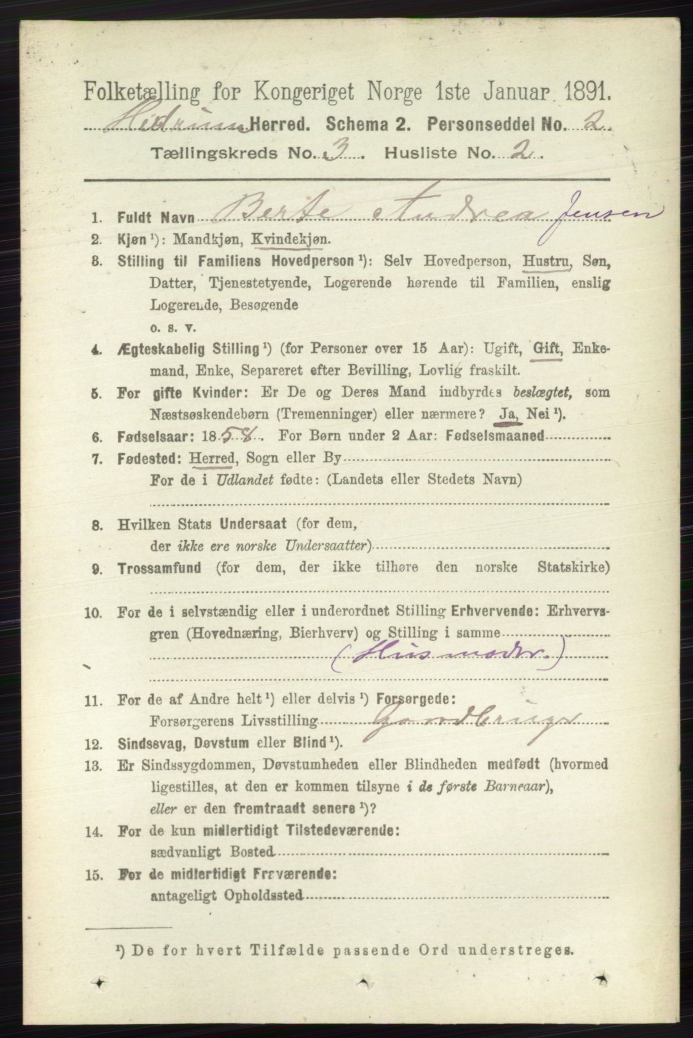 RA, 1891 census for 0727 Hedrum, 1891, p. 987