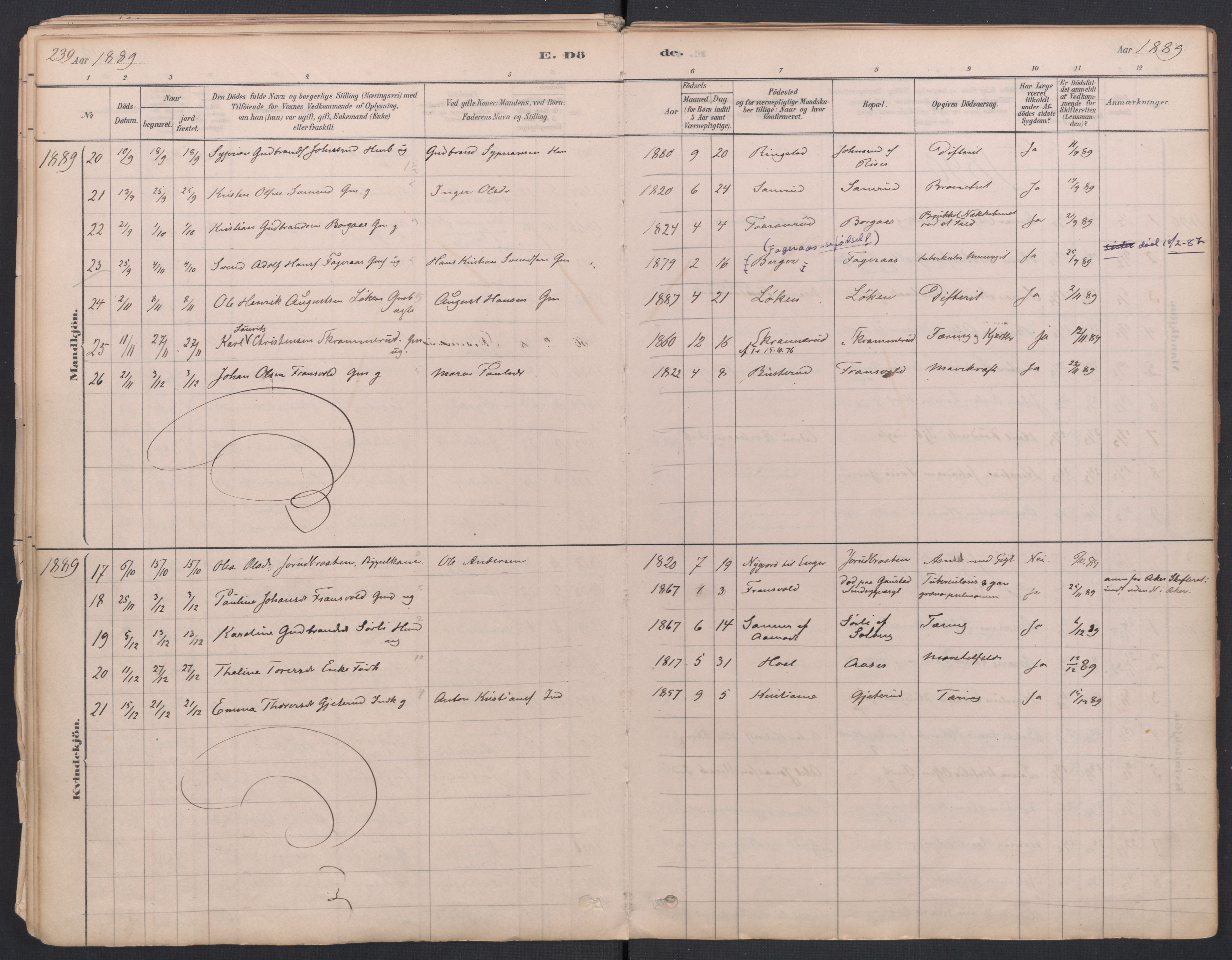 Trøgstad prestekontor Kirkebøker, SAO/A-10925/F/Fa/L0010: Parish register (official) no. I 10, 1878-1898, p. 239