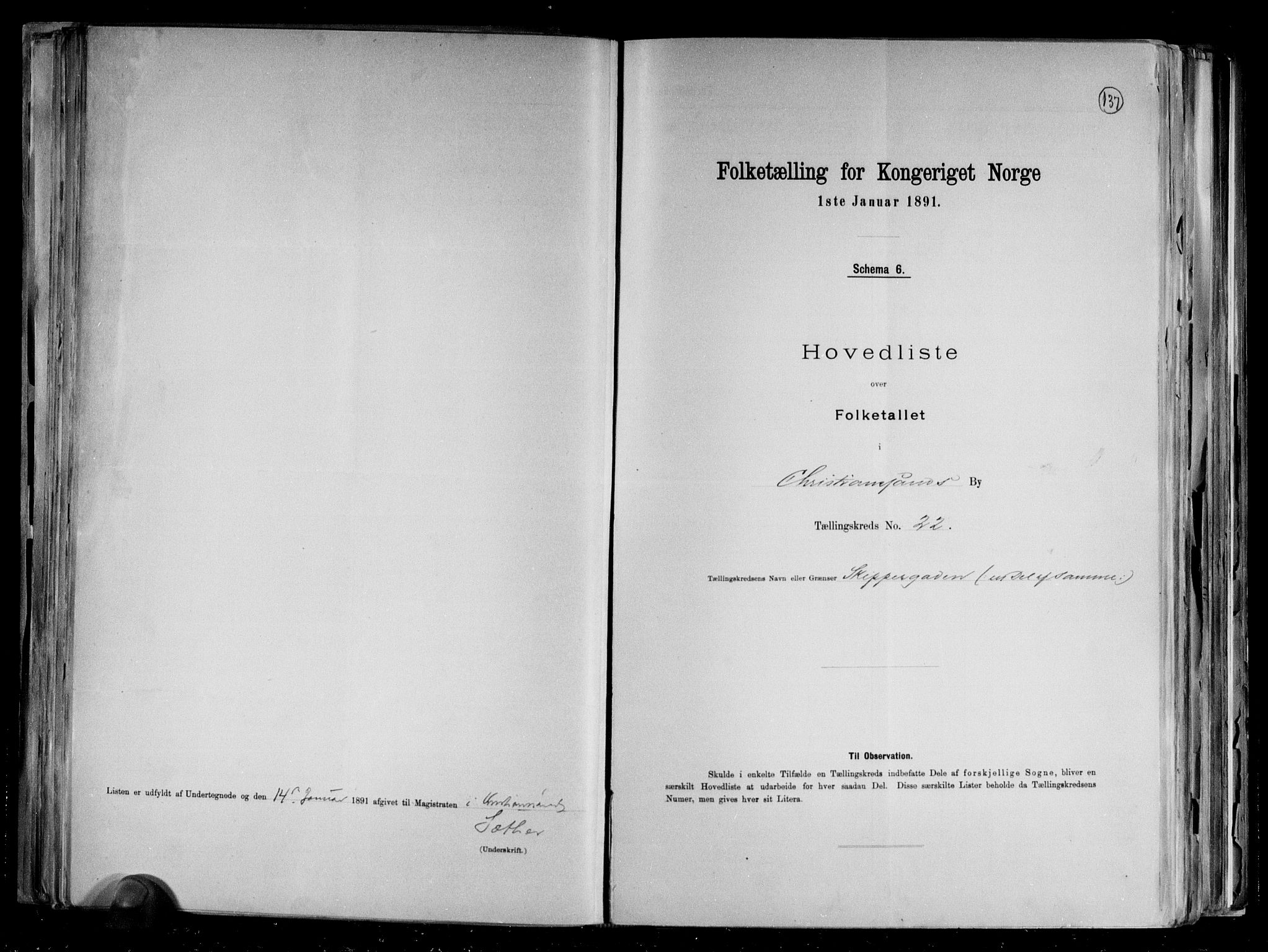 RA, 1891 census for 1001 Kristiansand, 1891, p. 47