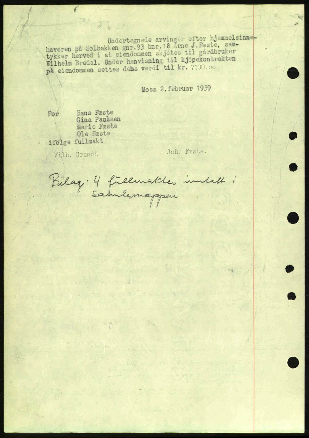 Moss sorenskriveri, SAO/A-10168: Mortgage book no. A5, 1938-1939, Diary no: : 297/1939