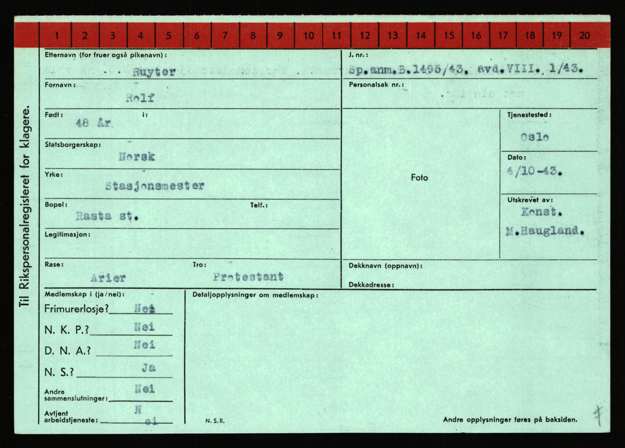 Statspolitiet - Hovedkontoret / Osloavdelingen, AV/RA-S-1329/C/Ca/L0013: Raa - Servold, 1943-1945, p. 2424