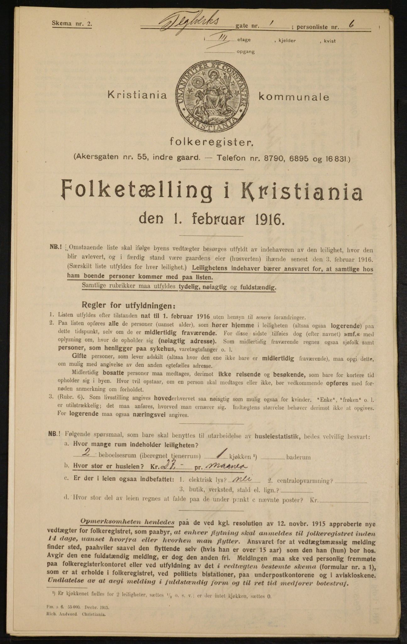 OBA, Municipal Census 1916 for Kristiania, 1916, p. 110342