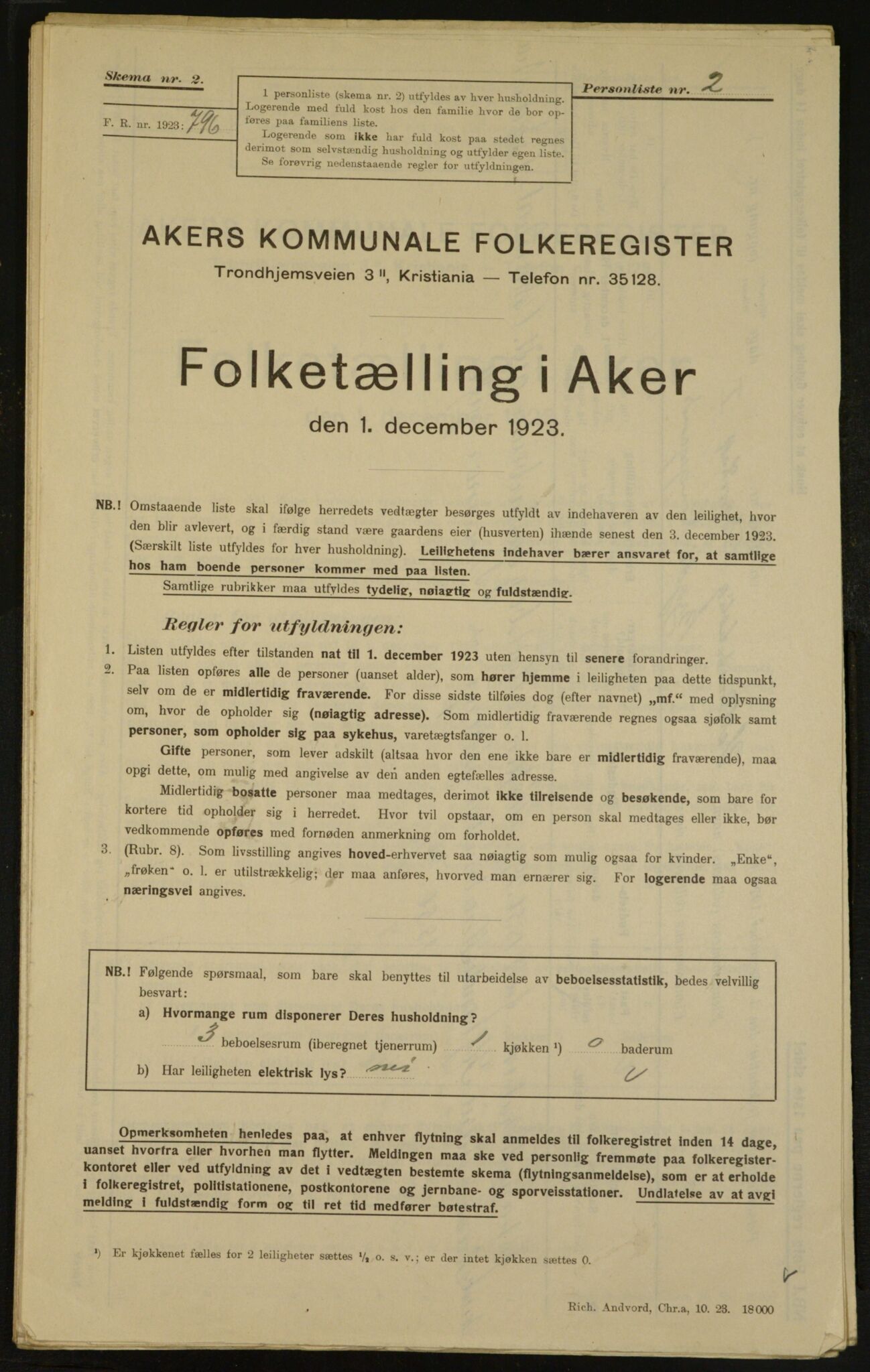 , Municipal Census 1923 for Aker, 1923, p. 4856