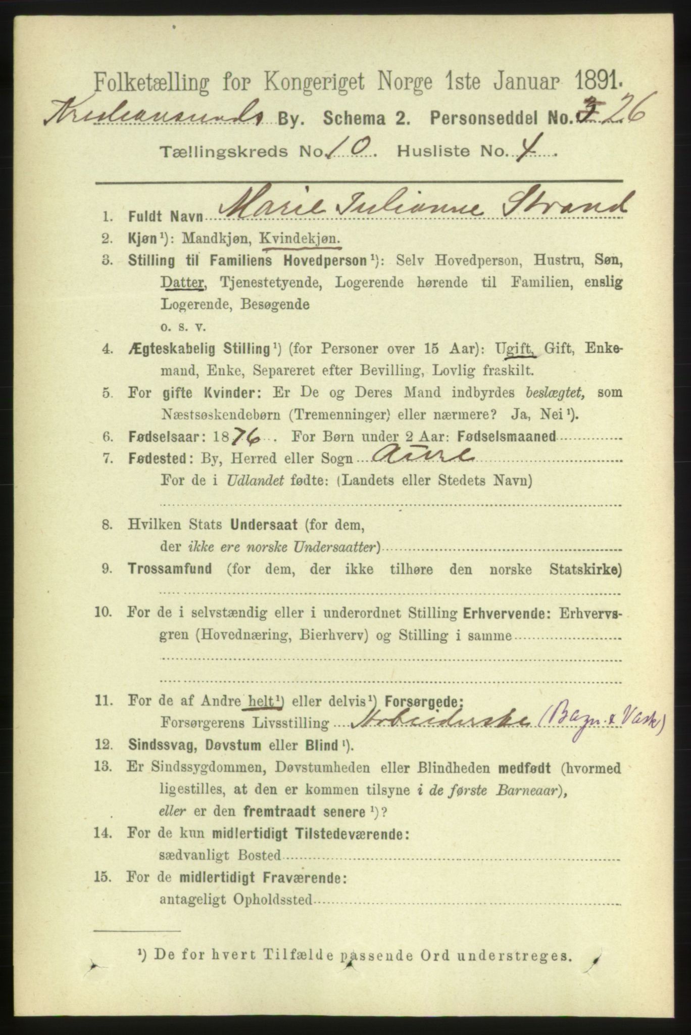 RA, 1891 census for 1503 Kristiansund, 1891, p. 8132