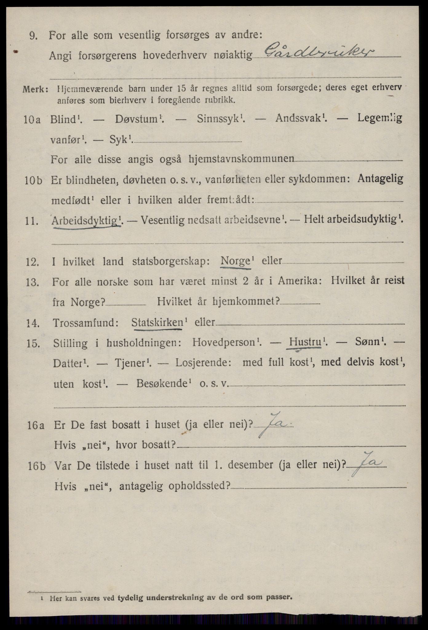 SAT, 1920 census for Borgund, 1920, p. 16813