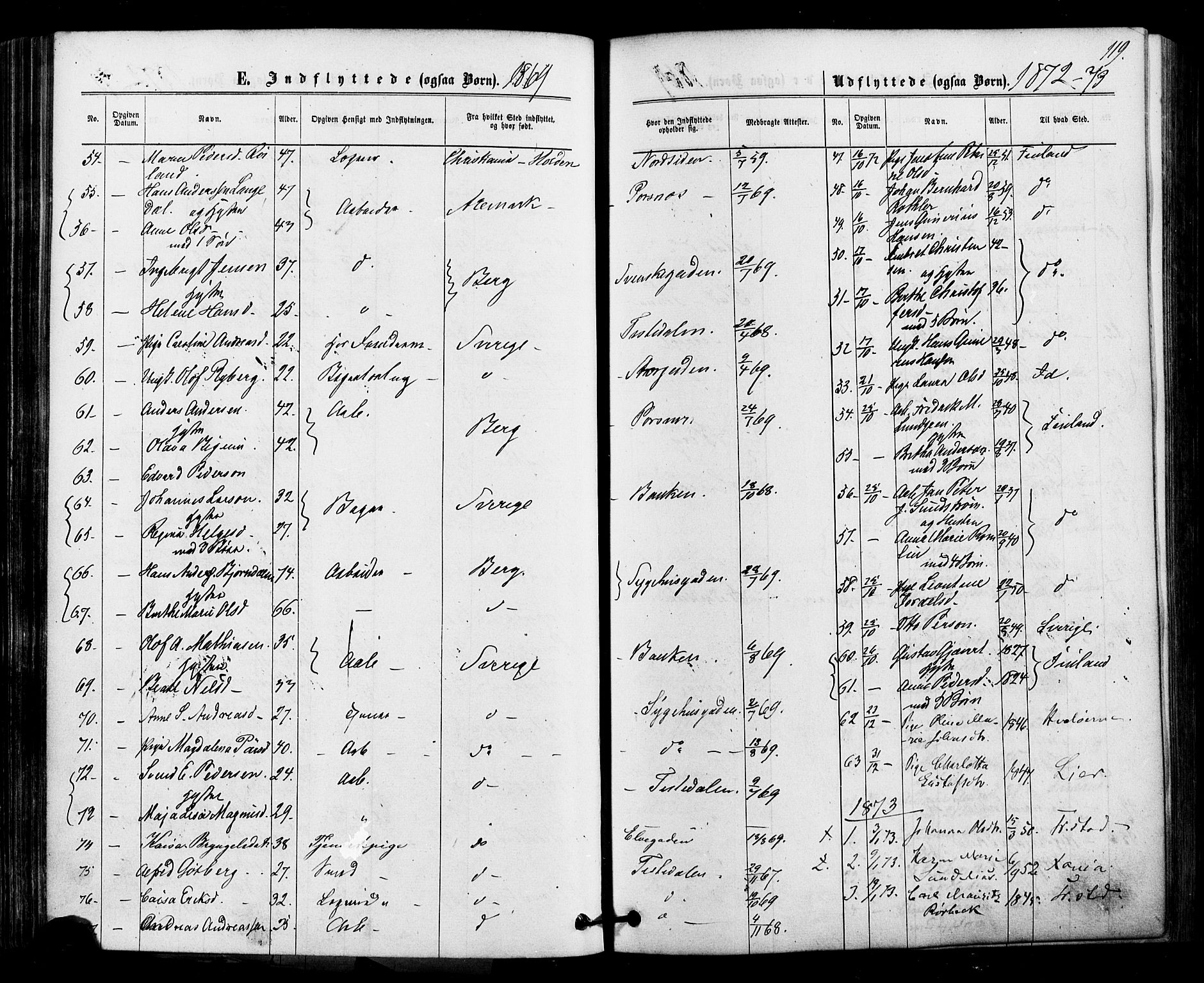 Halden prestekontor Kirkebøker, SAO/A-10909/F/Fa/L0010: Parish register (official) no. I 10, 1866-1877, p. 119