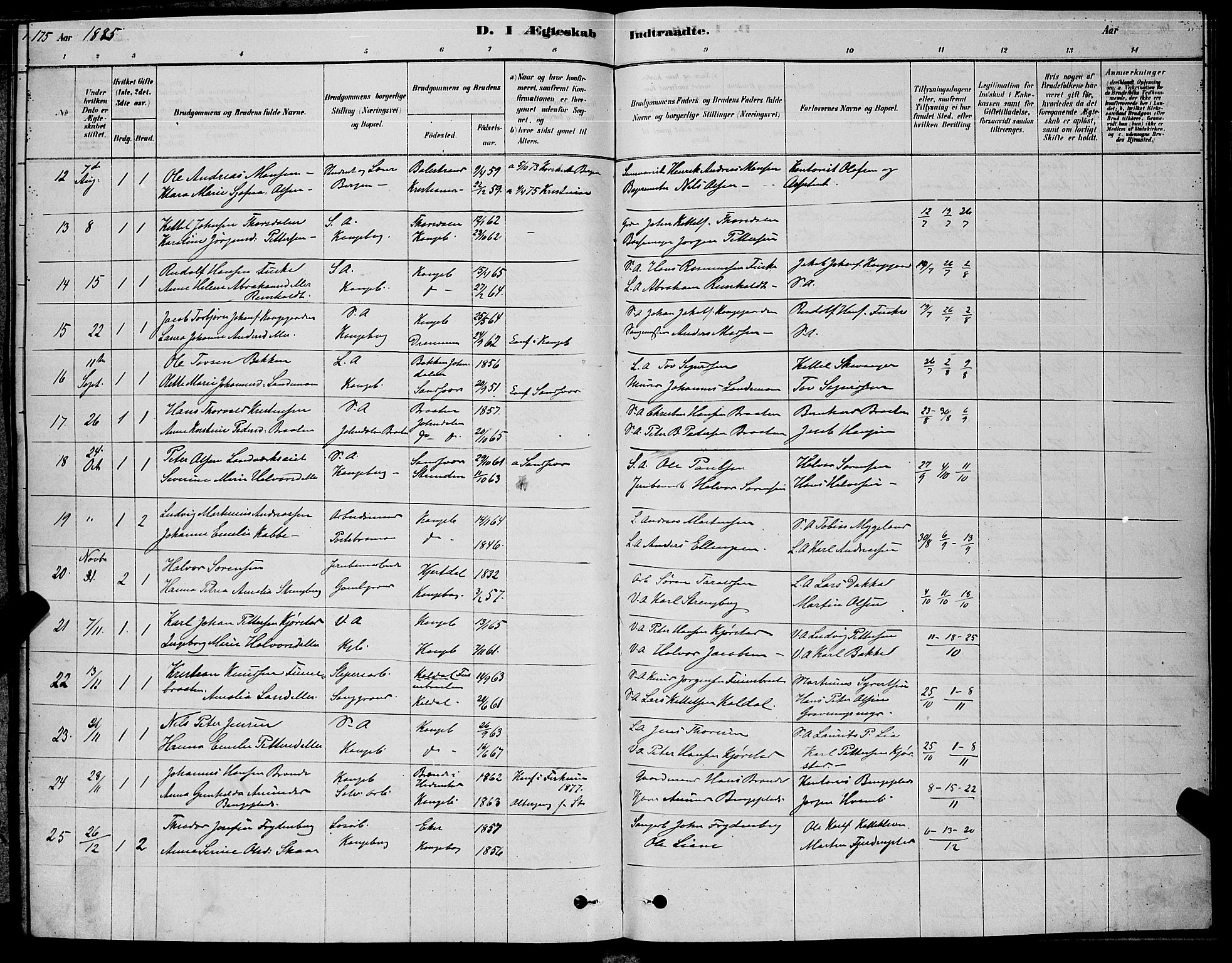 Kongsberg kirkebøker, AV/SAKO-A-22/G/Ga/L0005: Parish register (copy) no. 5, 1878-1889, p. 175