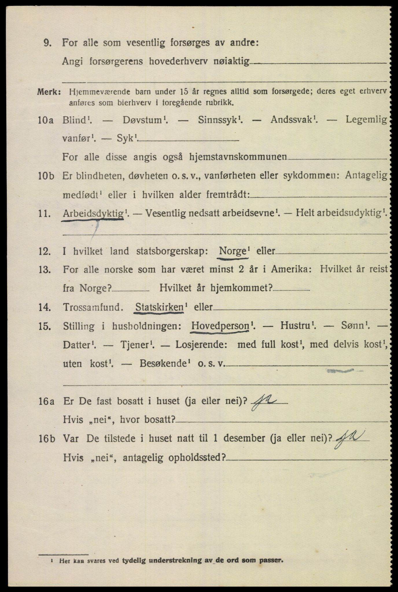 SAK, 1920 census for Lyngdal, 1920, p. 5352