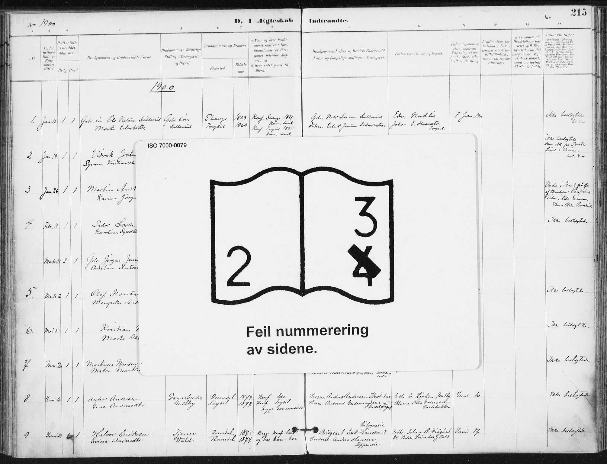 Romedal prestekontor, SAH/PREST-004/K/L0011: Parish register (official) no. 11, 1896-1912, p. 215