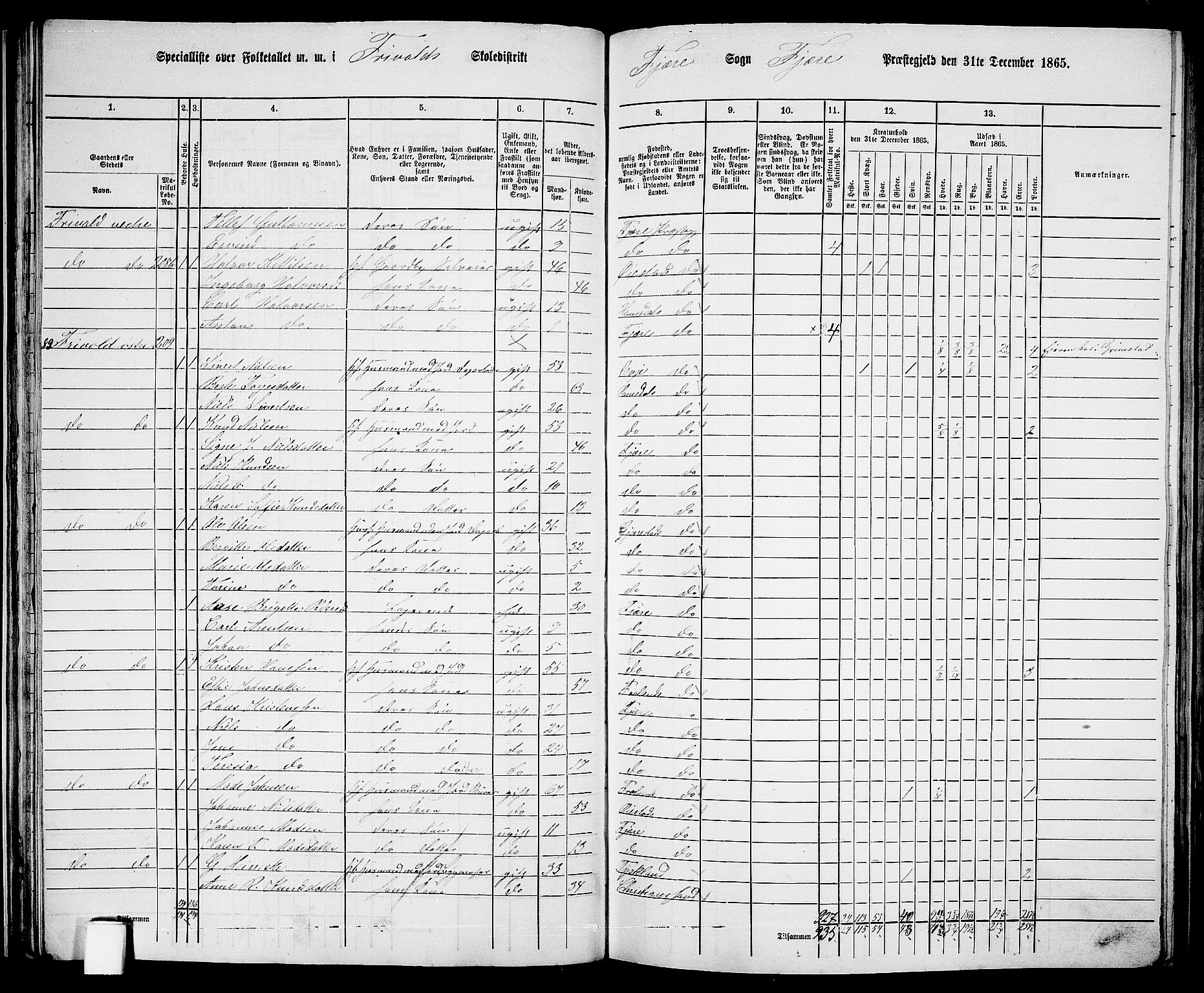 RA, 1865 census for Fjære/Fjære, 1865, p. 46