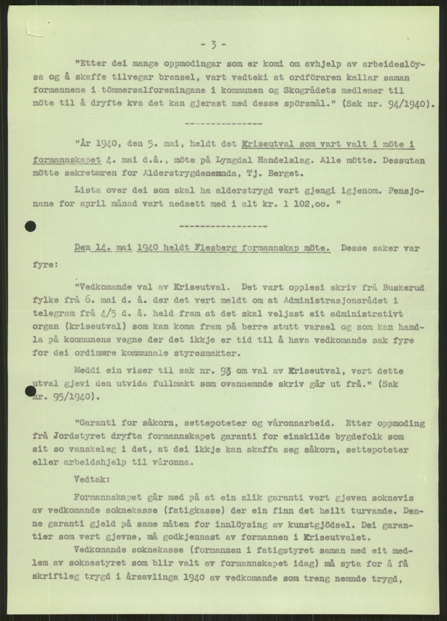 Forsvaret, Forsvarets krigshistoriske avdeling, AV/RA-RAFA-2017/Y/Ya/L0014: II-C-11-31 - Fylkesmenn.  Rapporter om krigsbegivenhetene 1940., 1940, p. 329