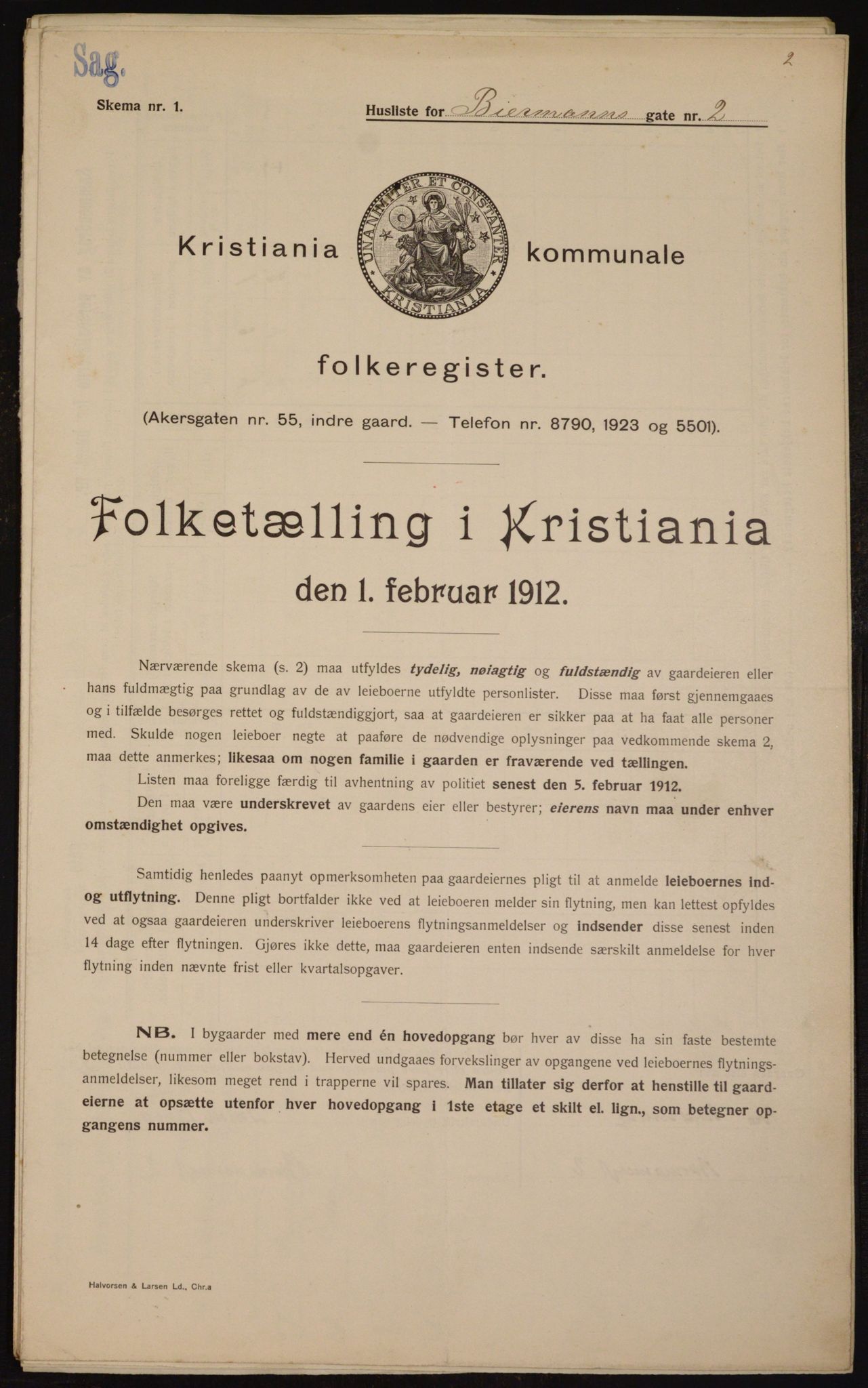 OBA, Municipal Census 1912 for Kristiania, 1912, p. 4779