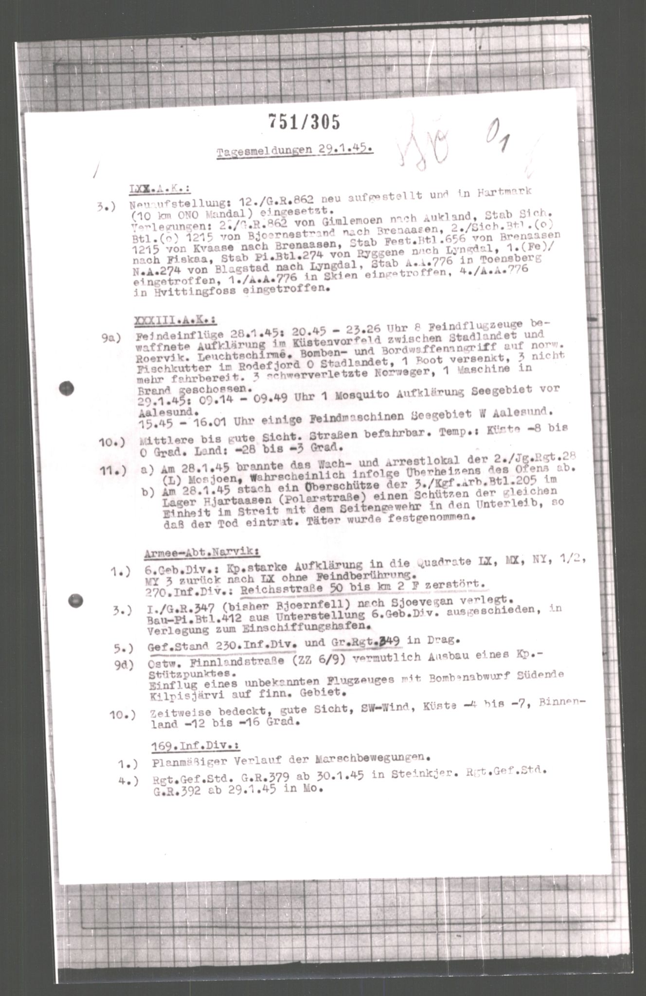 Forsvarets Overkommando. 2 kontor. Arkiv 11.4. Spredte tyske arkivsaker, AV/RA-RAFA-7031/D/Dar/Dara/L0006: Krigsdagbøker for 20. Gebirgs-Armee-Oberkommando (AOK 20), 1945, p. 855