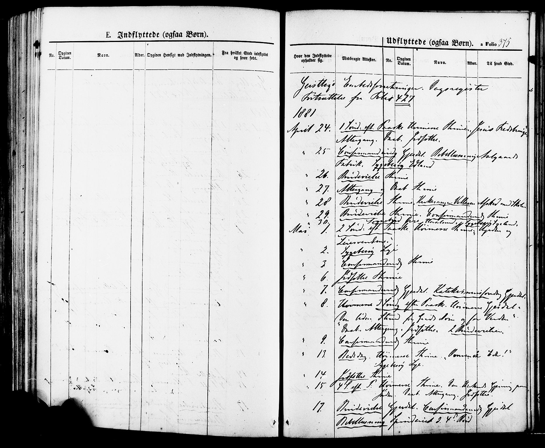 Lye sokneprestkontor, SAST/A-101794/001/30BA/L0008: Parish register (official) no. A 7, 1872-1881, p. 375