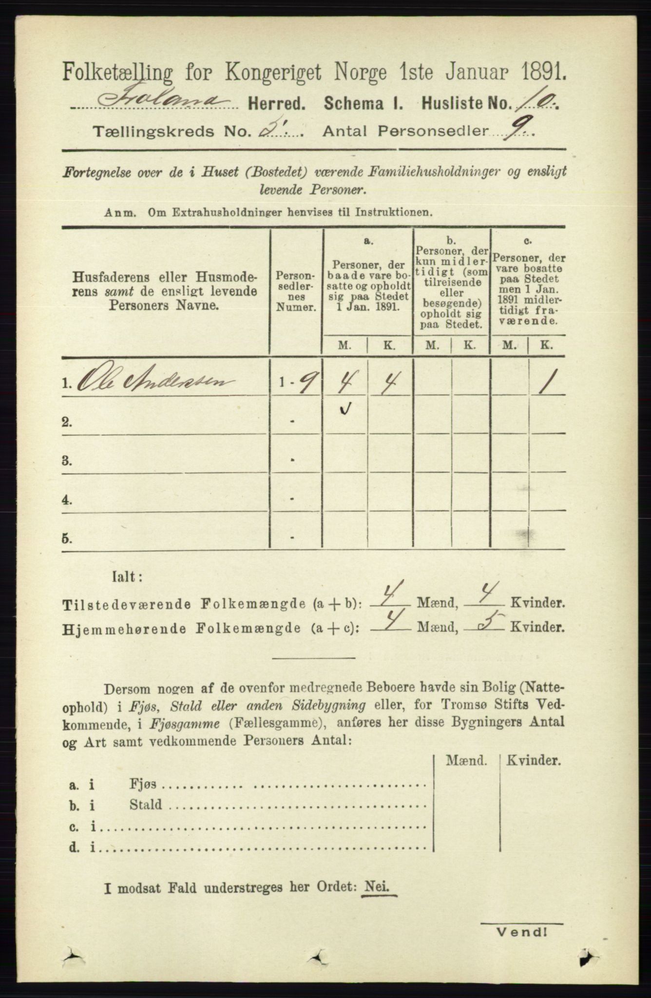 RA, 1891 census for 0919 Froland, 1891, p. 1732