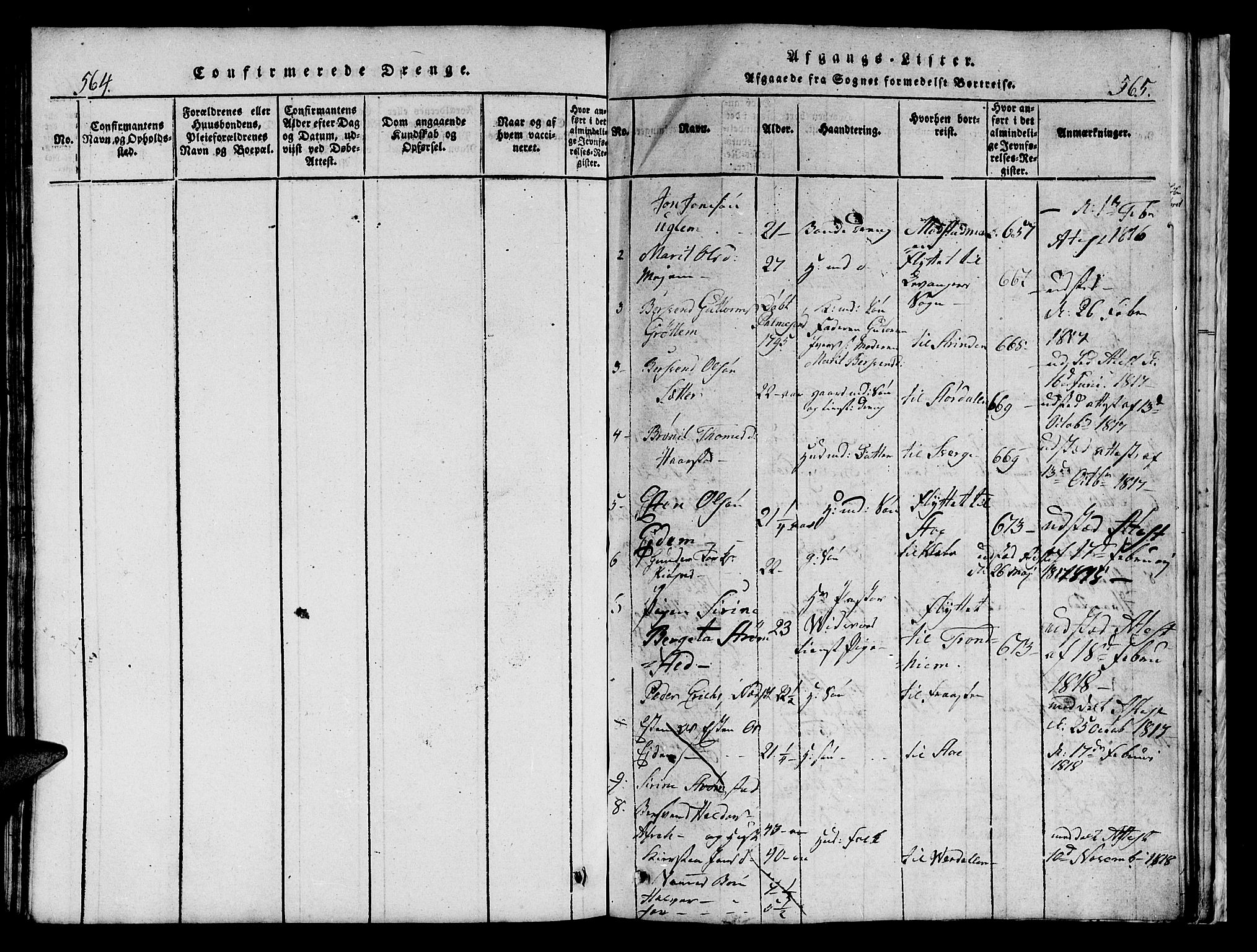 Ministerialprotokoller, klokkerbøker og fødselsregistre - Sør-Trøndelag, SAT/A-1456/695/L1152: Parish register (copy) no. 695C03, 1816-1831, p. 564-565