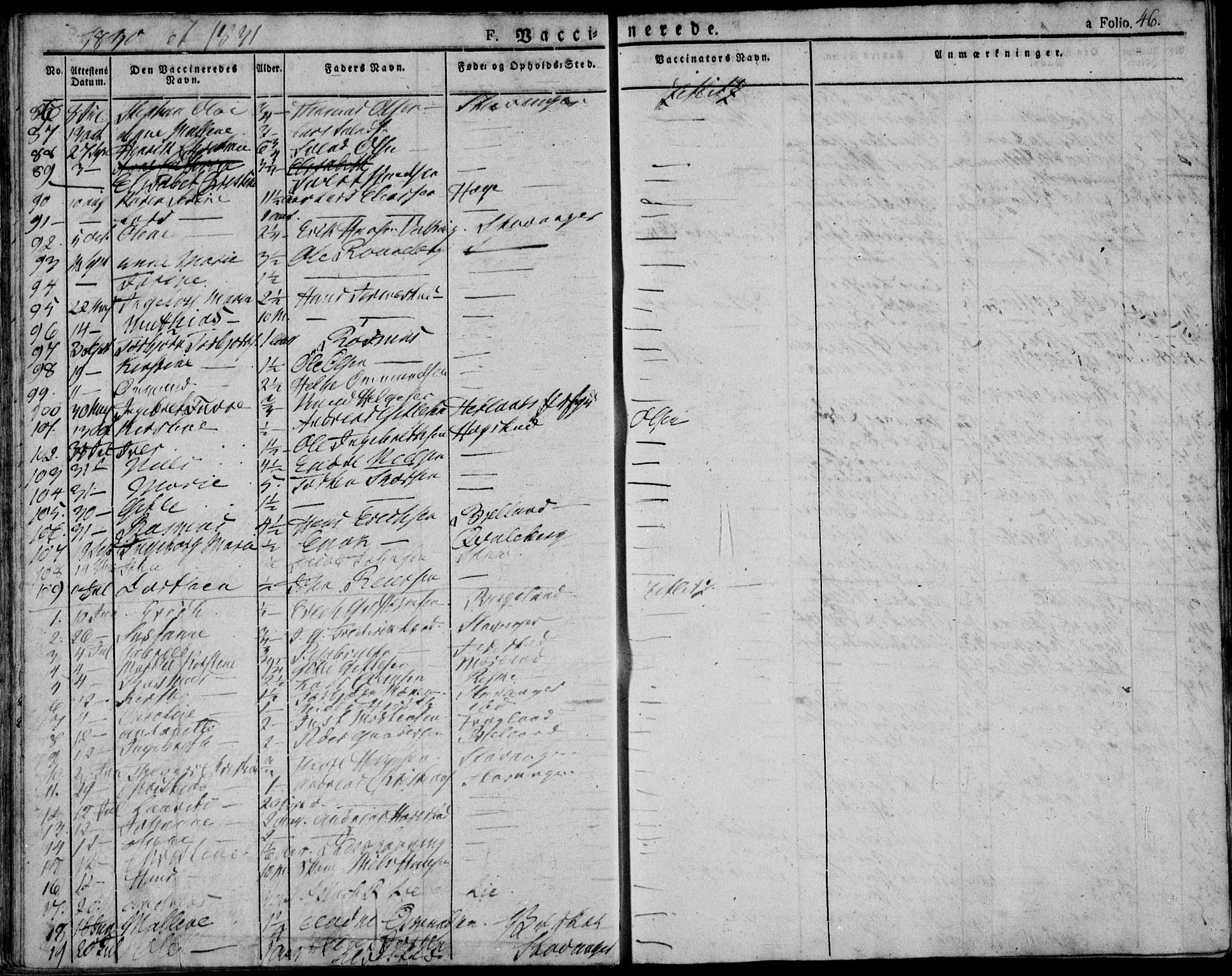 Domkirken sokneprestkontor, AV/SAST-A-101812/001/30/30BA/L0010: Parish register (official) no. A 10, 1821-1859, p. 46