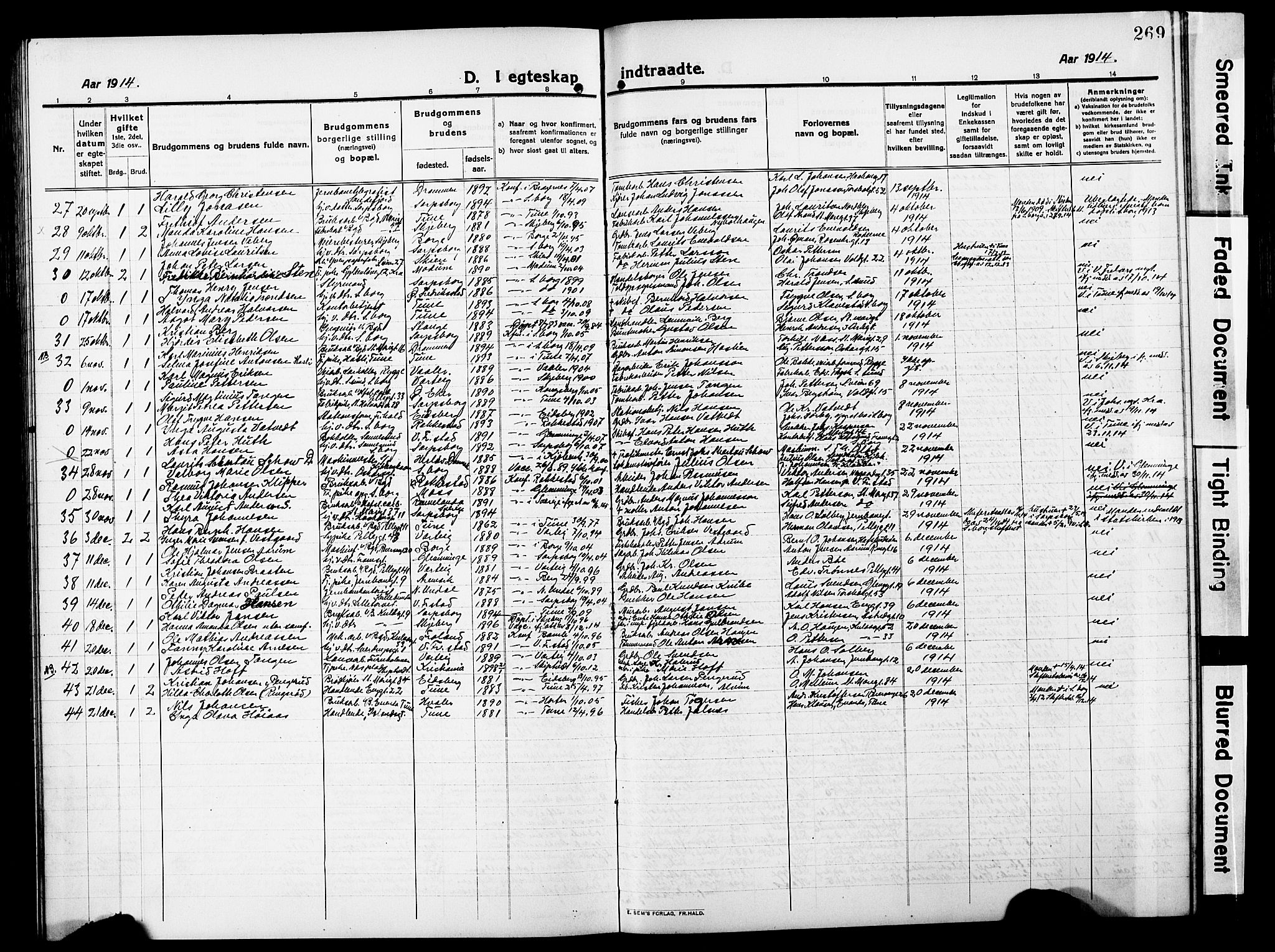 Sarpsborg prestekontor Kirkebøker, AV/SAO-A-2006/G/Ga/L0002: Parish register (copy) no. 2, 1912-1931, p. 269