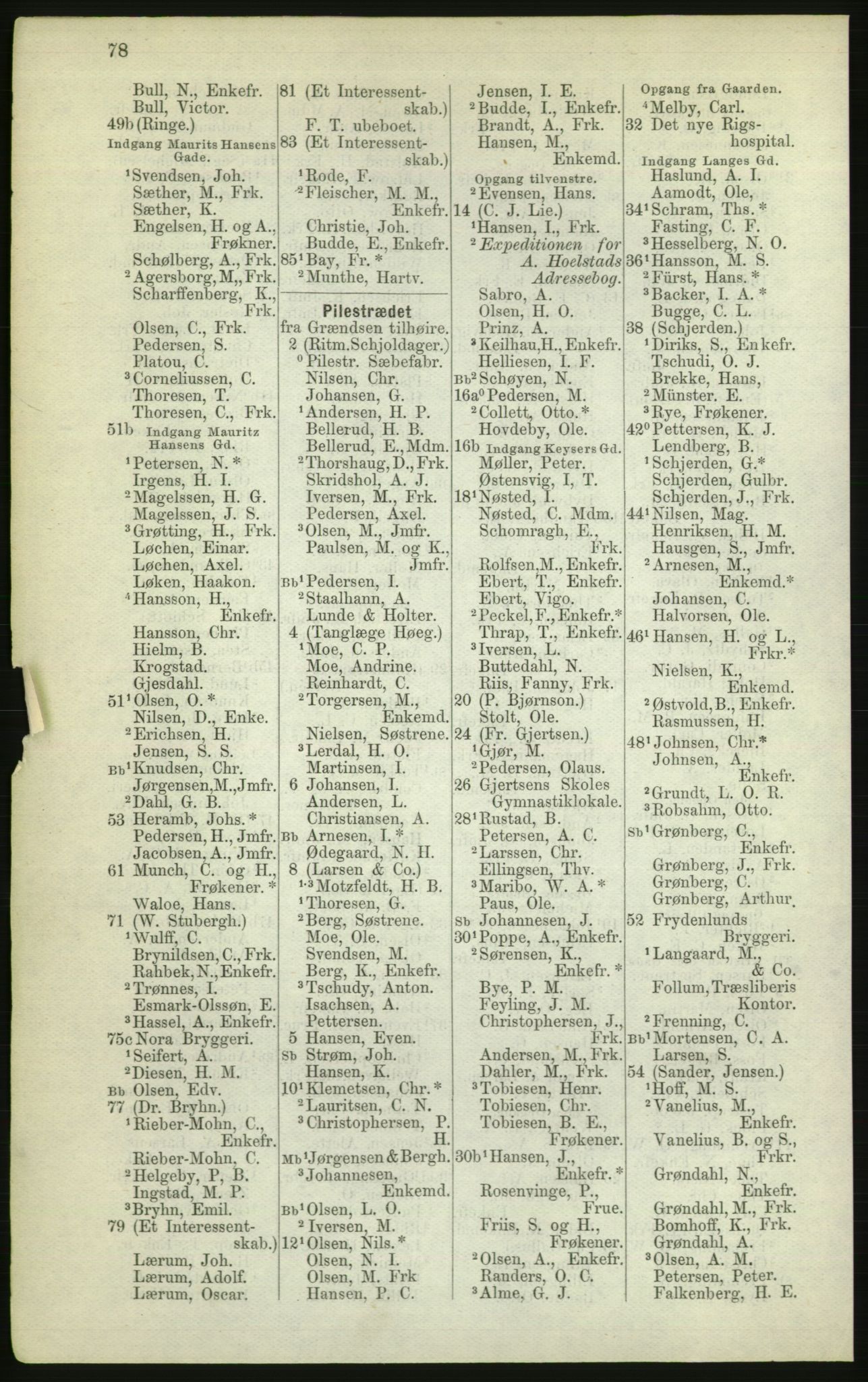 Kristiania/Oslo adressebok, PUBL/-, 1882, p. 78