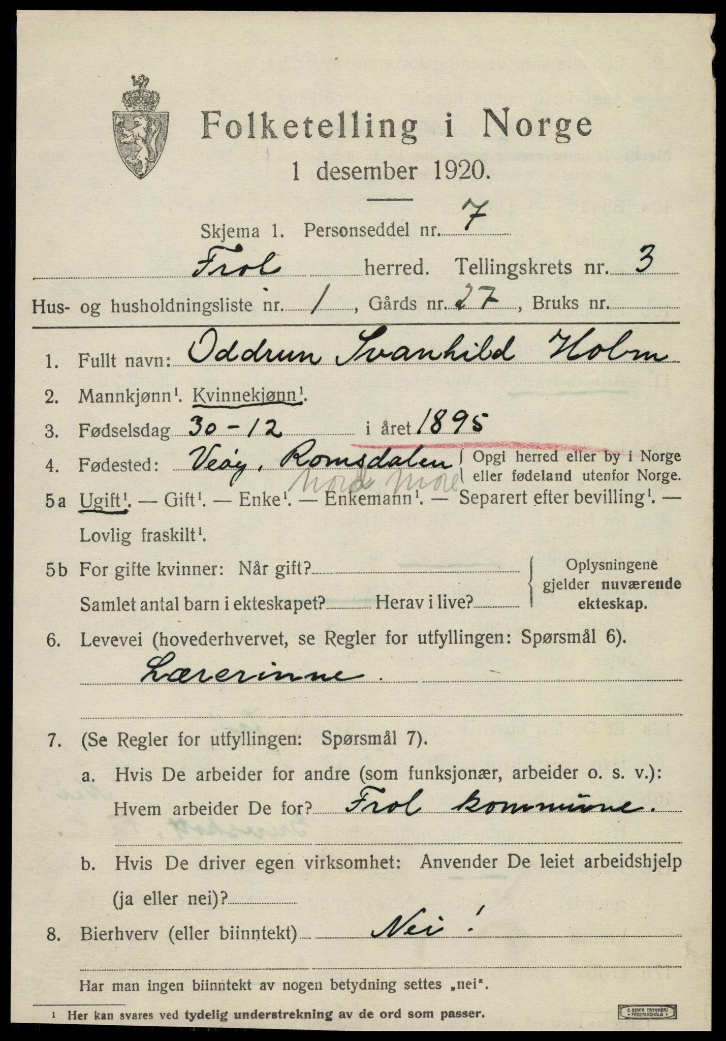 SAT, 1920 census for Frol, 1920, p. 3005