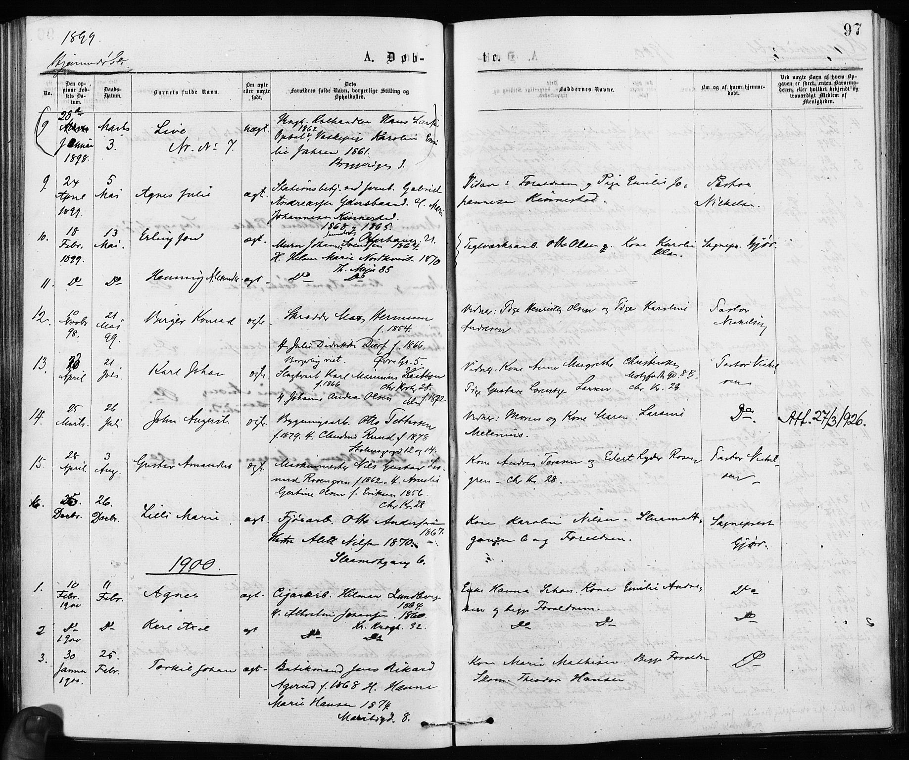 Jakob prestekontor Kirkebøker, SAO/A-10850/F/Fa/L0001: Parish register (official) no. 1, 1875-1924, p. 97