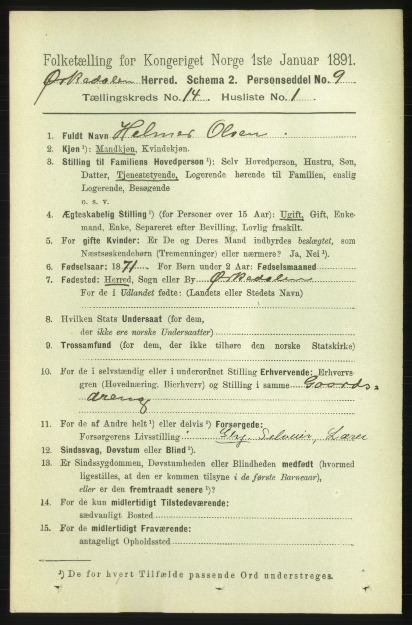 RA, 1891 census for 1638 Orkdal, 1891, p. 6558