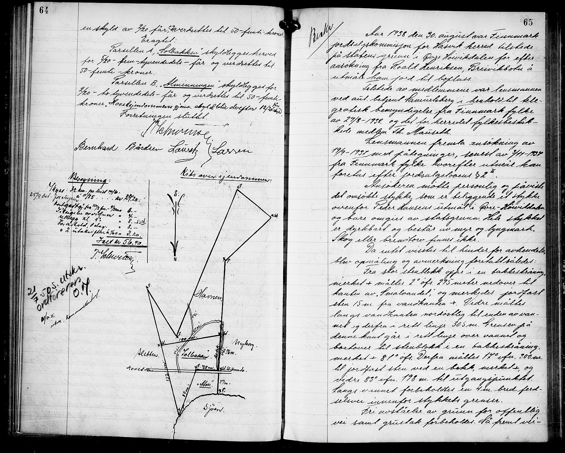 Lensmannen i Hasvik (hos Finnmarkseiendommen)*, FIEI/-, 1938-1944, p. 64-65