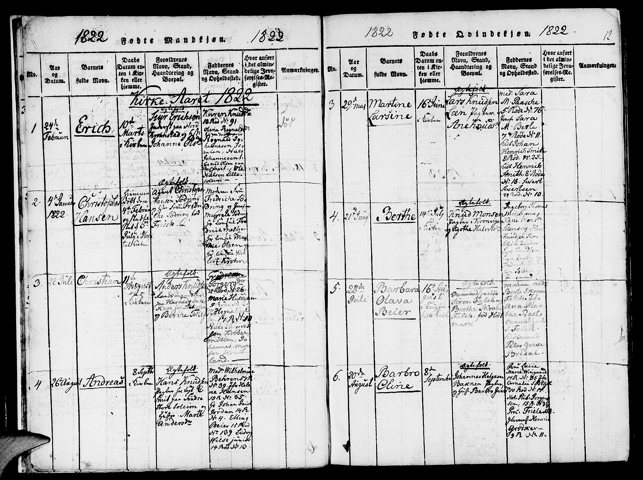 St. Jørgens hospital og Årstad sokneprestembete, SAB/A-99934: Parish register (official) no. A 3, 1815-1843, p. 12