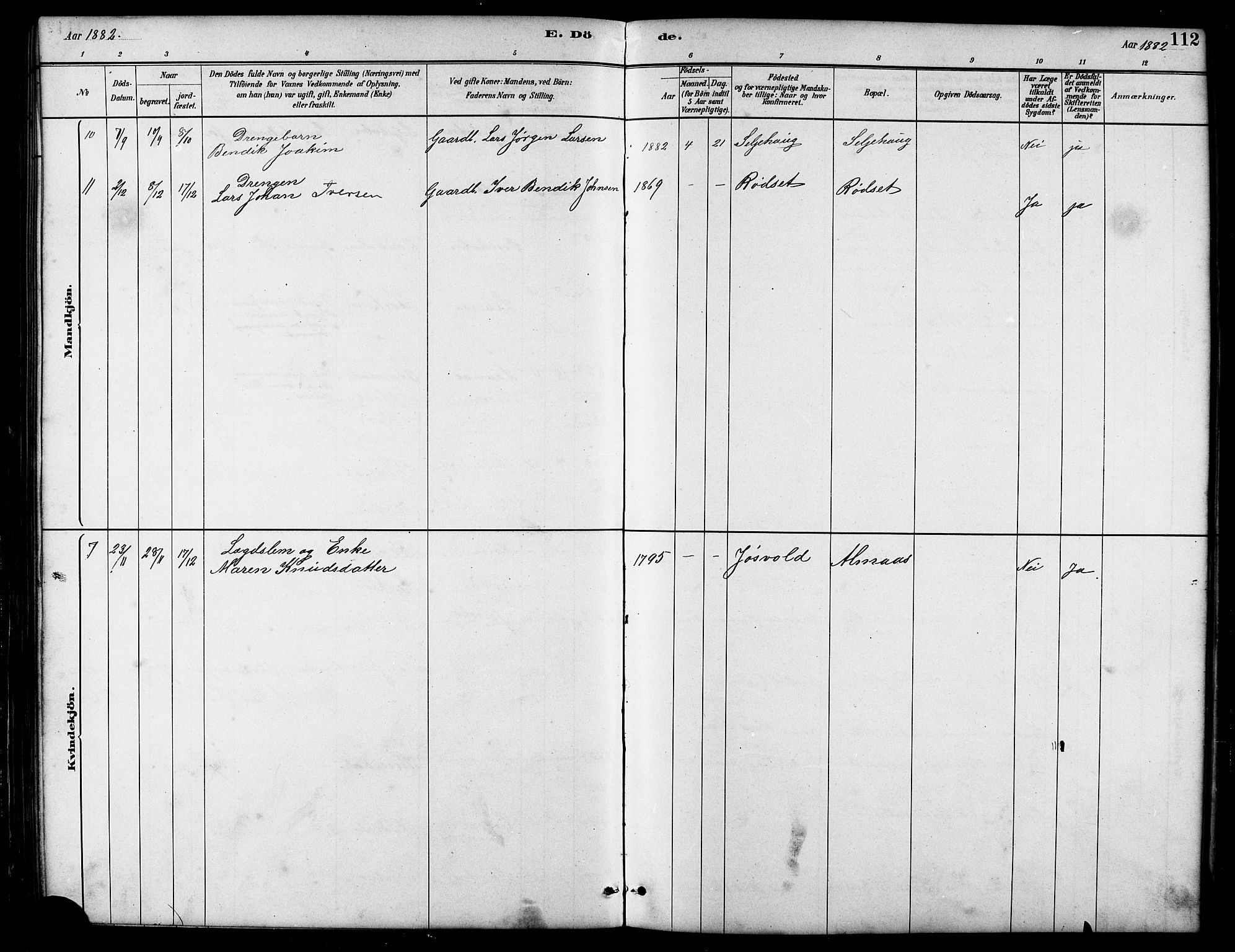 Ministerialprotokoller, klokkerbøker og fødselsregistre - Møre og Romsdal, AV/SAT-A-1454/521/L0302: Parish register (copy) no. 521C03, 1882-1907, p. 112