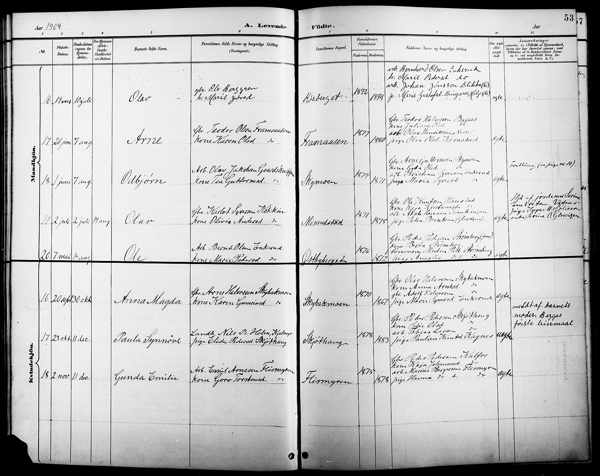 Åsnes prestekontor, AV/SAH-PREST-042/H/Ha/Hab/L0005: Parish register (copy) no. 5, 1895-1920, p. 53