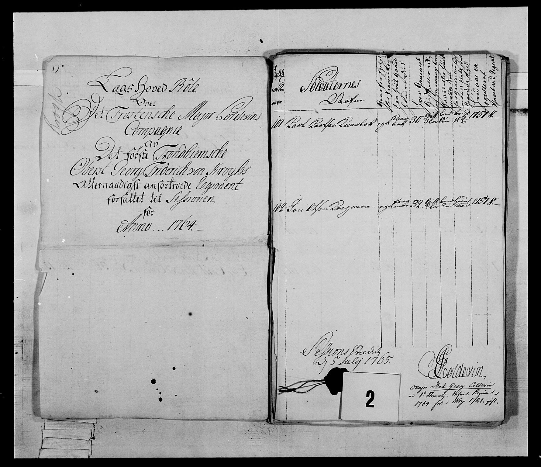 Generalitets- og kommissariatskollegiet, Det kongelige norske kommissariatskollegium, AV/RA-EA-5420/E/Eh/L0070: 1. Trondheimske nasjonale infanteriregiment, 1764-1769, p. 10