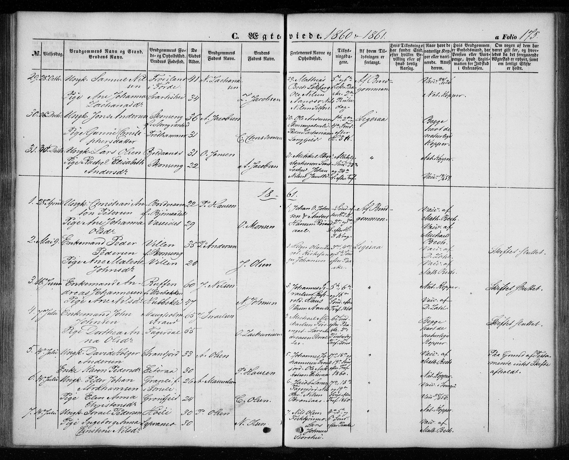 Ministerialprotokoller, klokkerbøker og fødselsregistre - Nordland, AV/SAT-A-1459/827/L0392: Parish register (official) no. 827A04, 1853-1866, p. 175