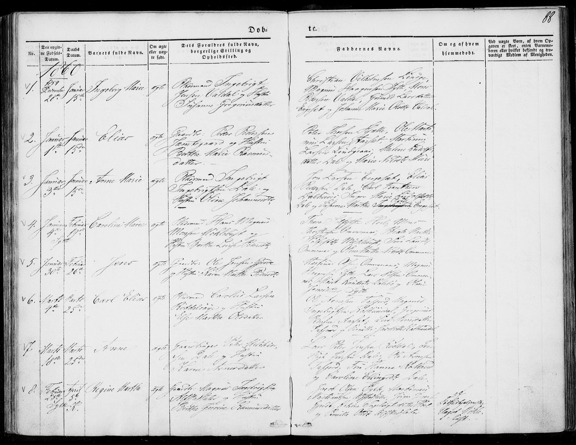 Ministerialprotokoller, klokkerbøker og fødselsregistre - Møre og Romsdal, AV/SAT-A-1454/519/L0249: Parish register (official) no. 519A08, 1846-1868, p. 88