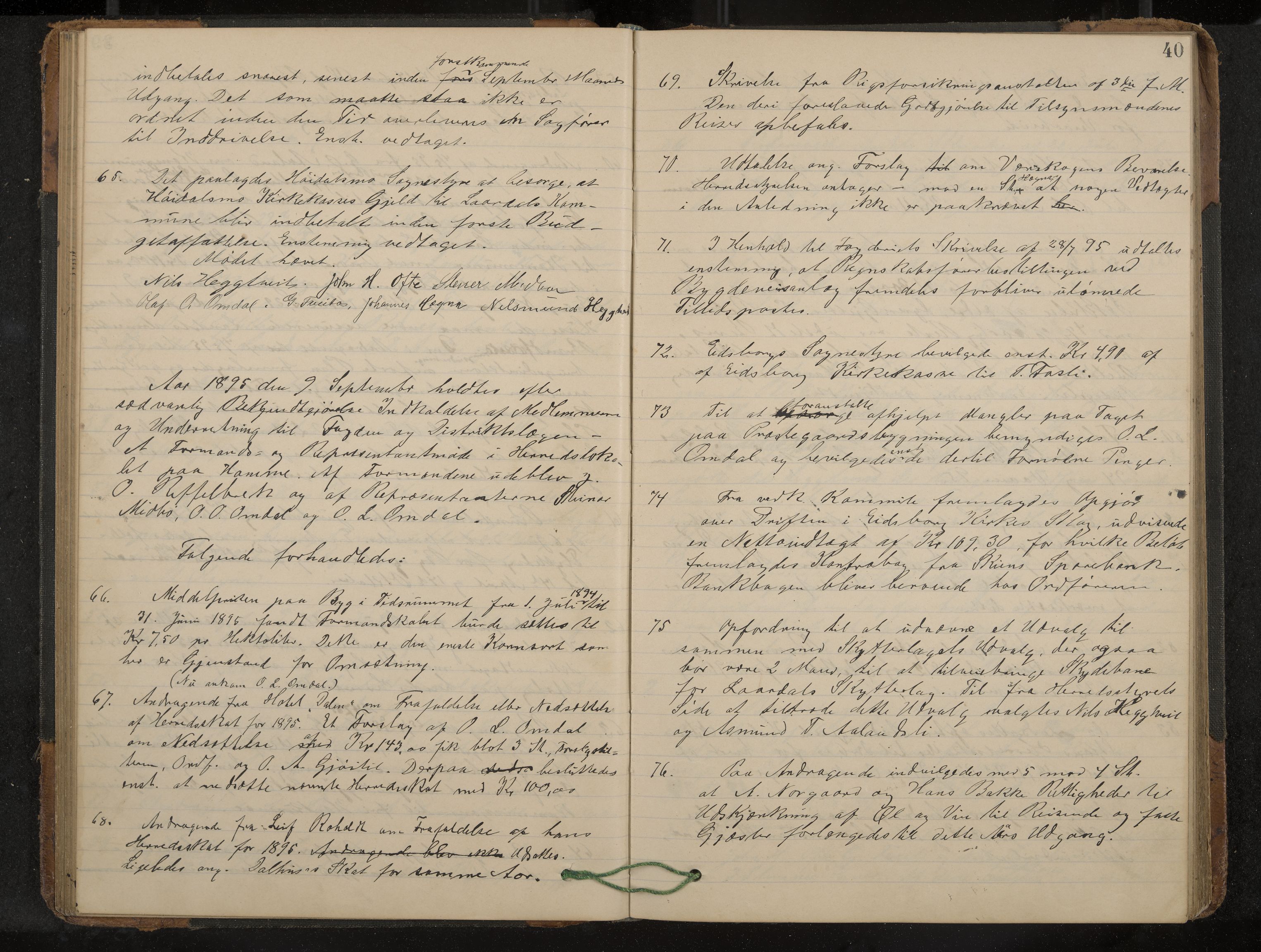 Lårdal formannskap og sentraladministrasjon, IKAK/0833021/A/L0003: Møtebok, 1893-1901, p. 40