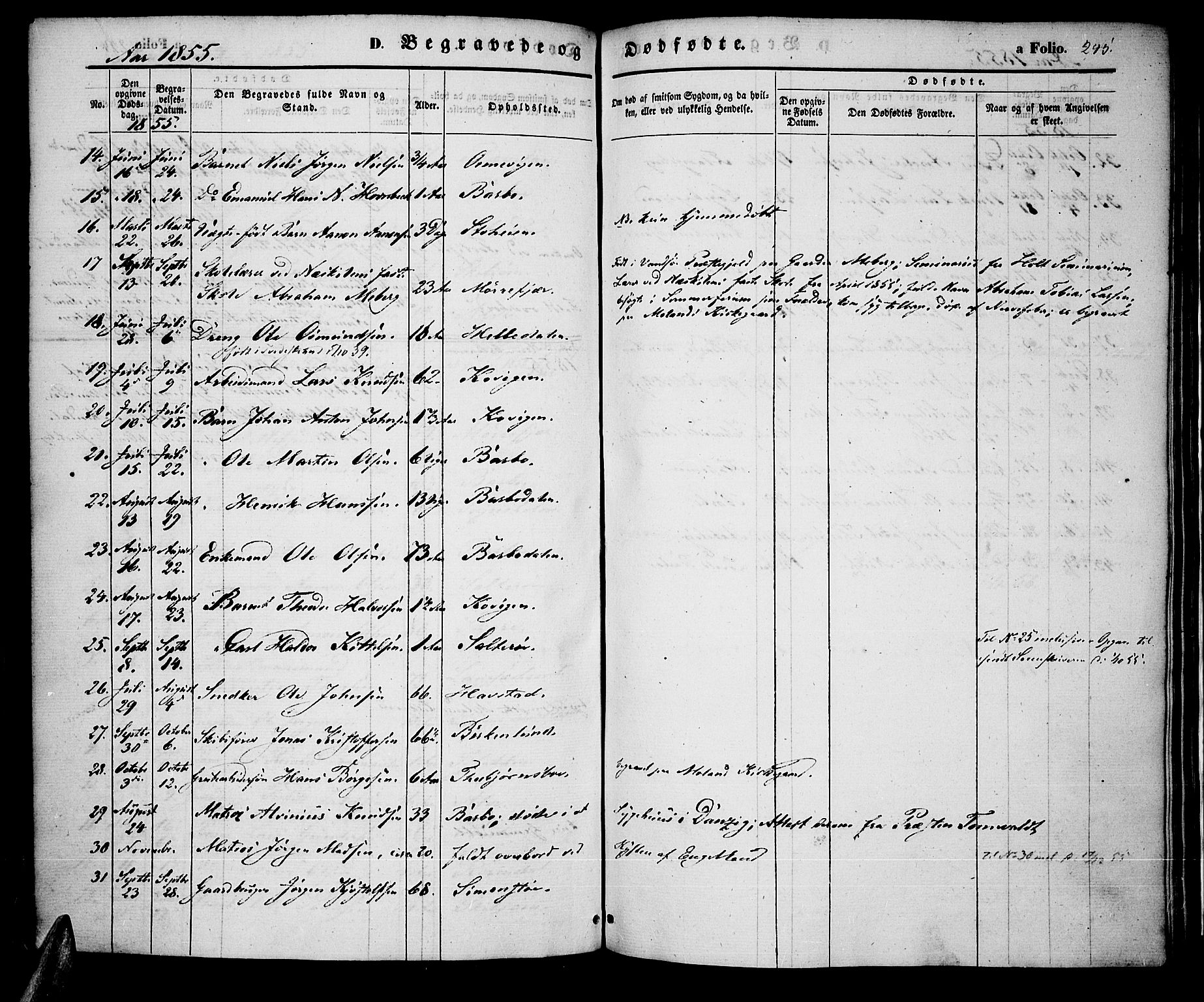 Tromøy sokneprestkontor, AV/SAK-1111-0041/F/Fa/L0005: Parish register (official) no. A 5, 1847-1856, p. 245