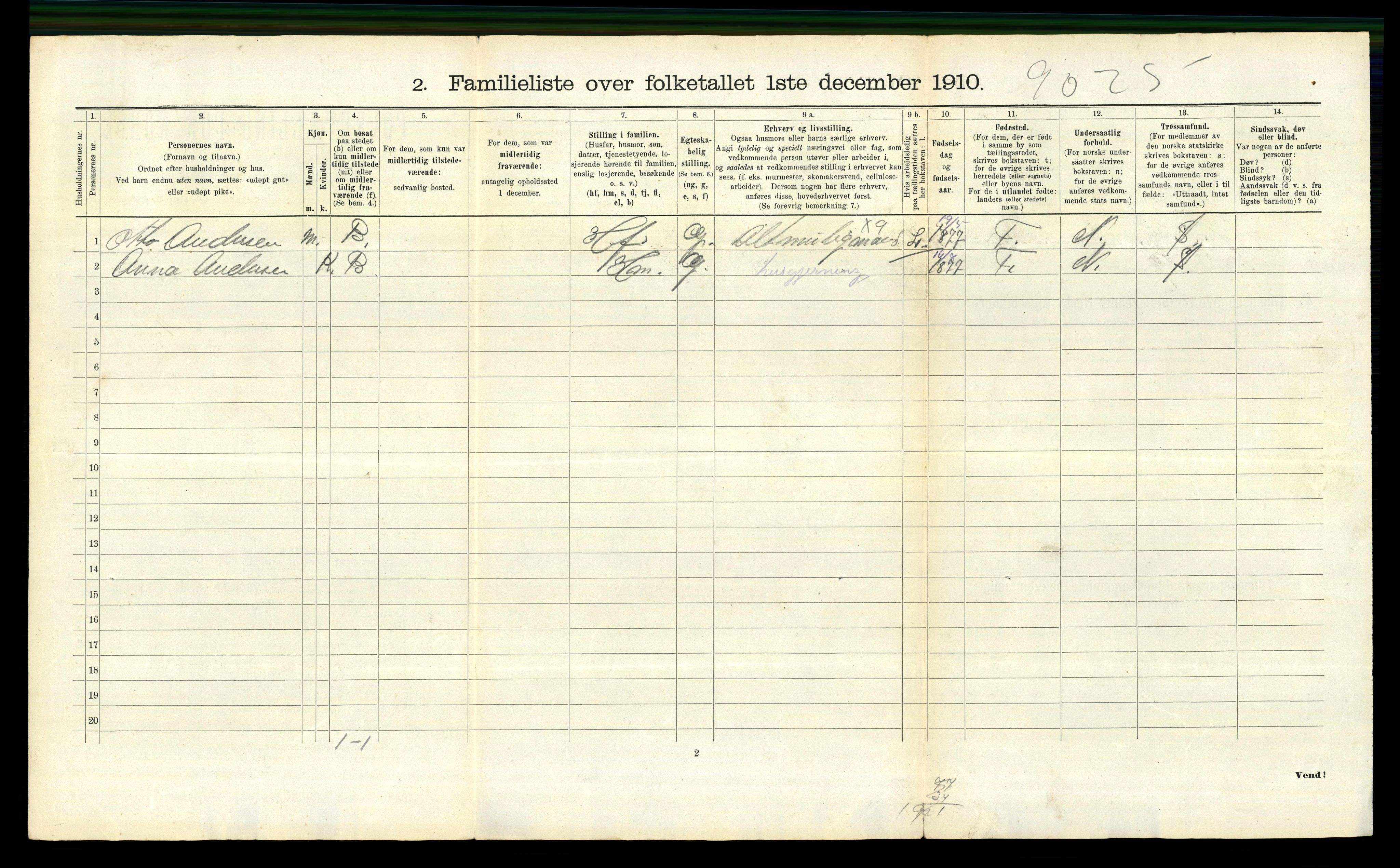 RA, 1910 census for Kristiansand, 1910, p. 6133