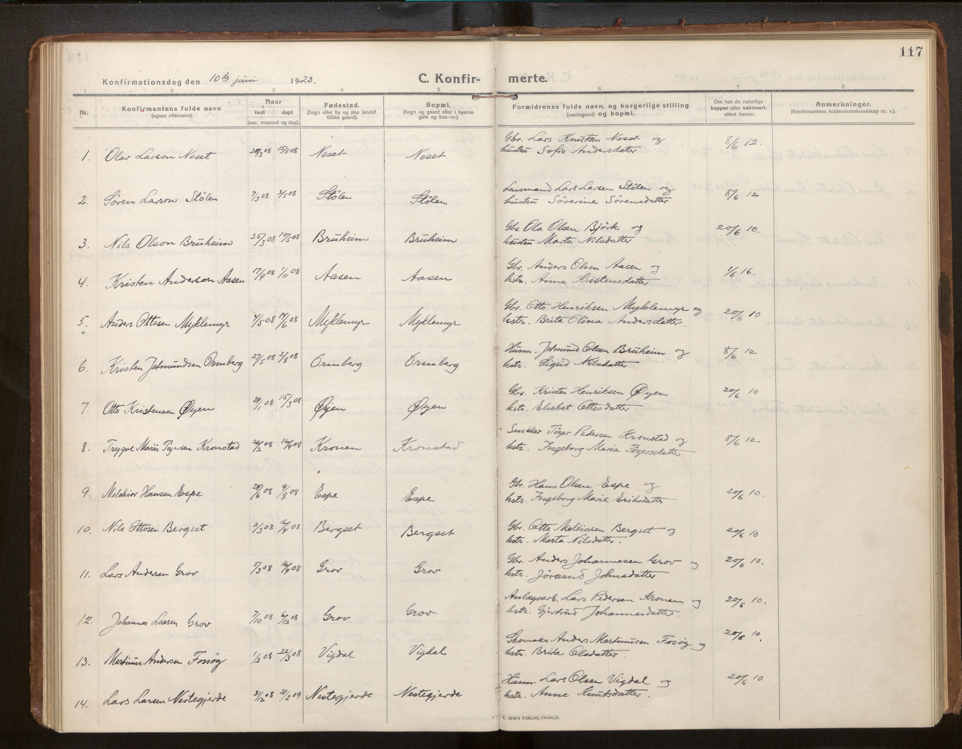 Jostedal sokneprestembete, AV/SAB-A-80601/H/Haa/Haab/L0002: Parish register (official) no. B 2, 1915-1931, p. 117