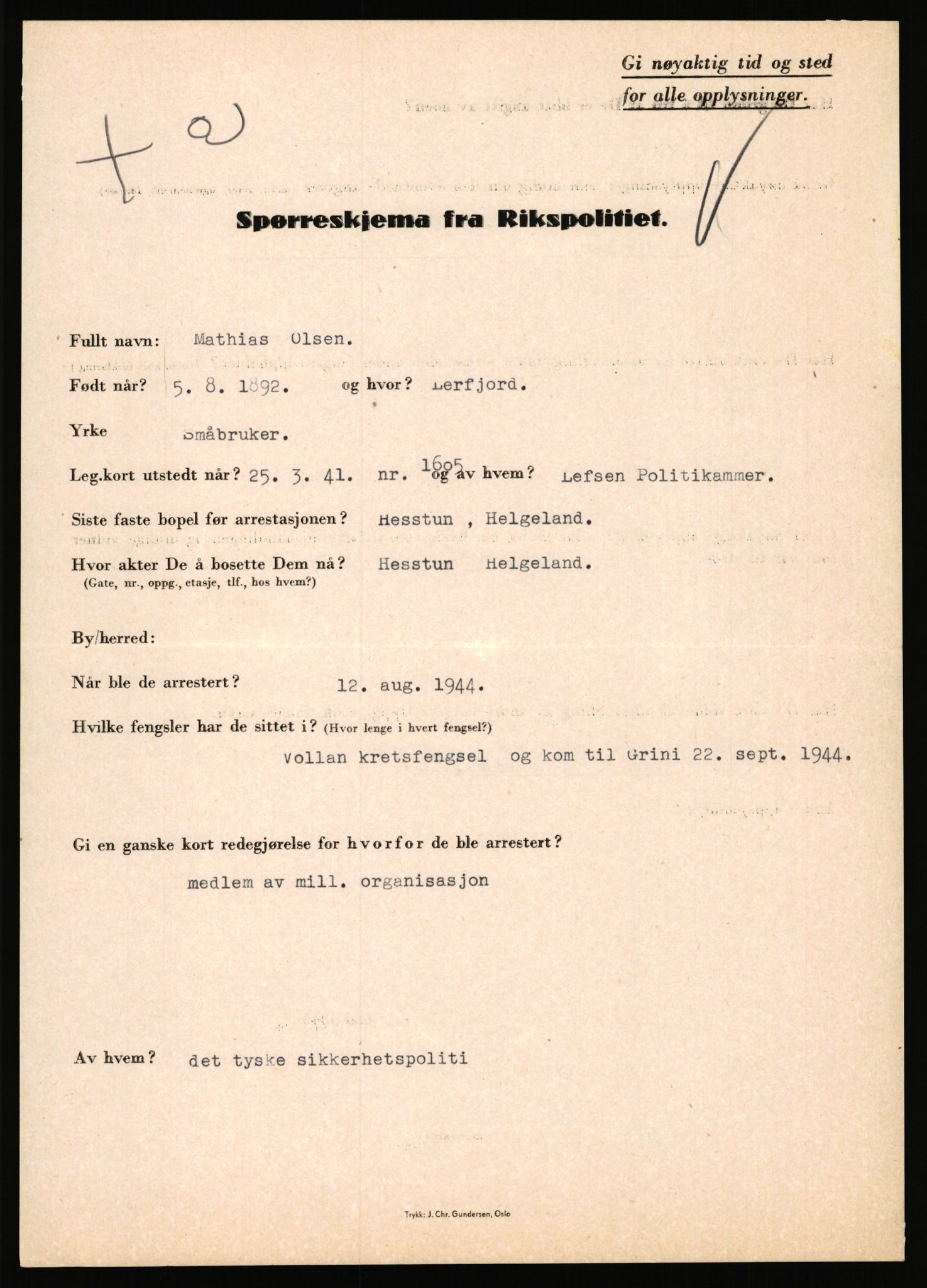 Rikspolitisjefen, AV/RA-S-1560/L/L0013: Noss, Eirik - Petrussen, Sigurd, 1940-1945, p. 560