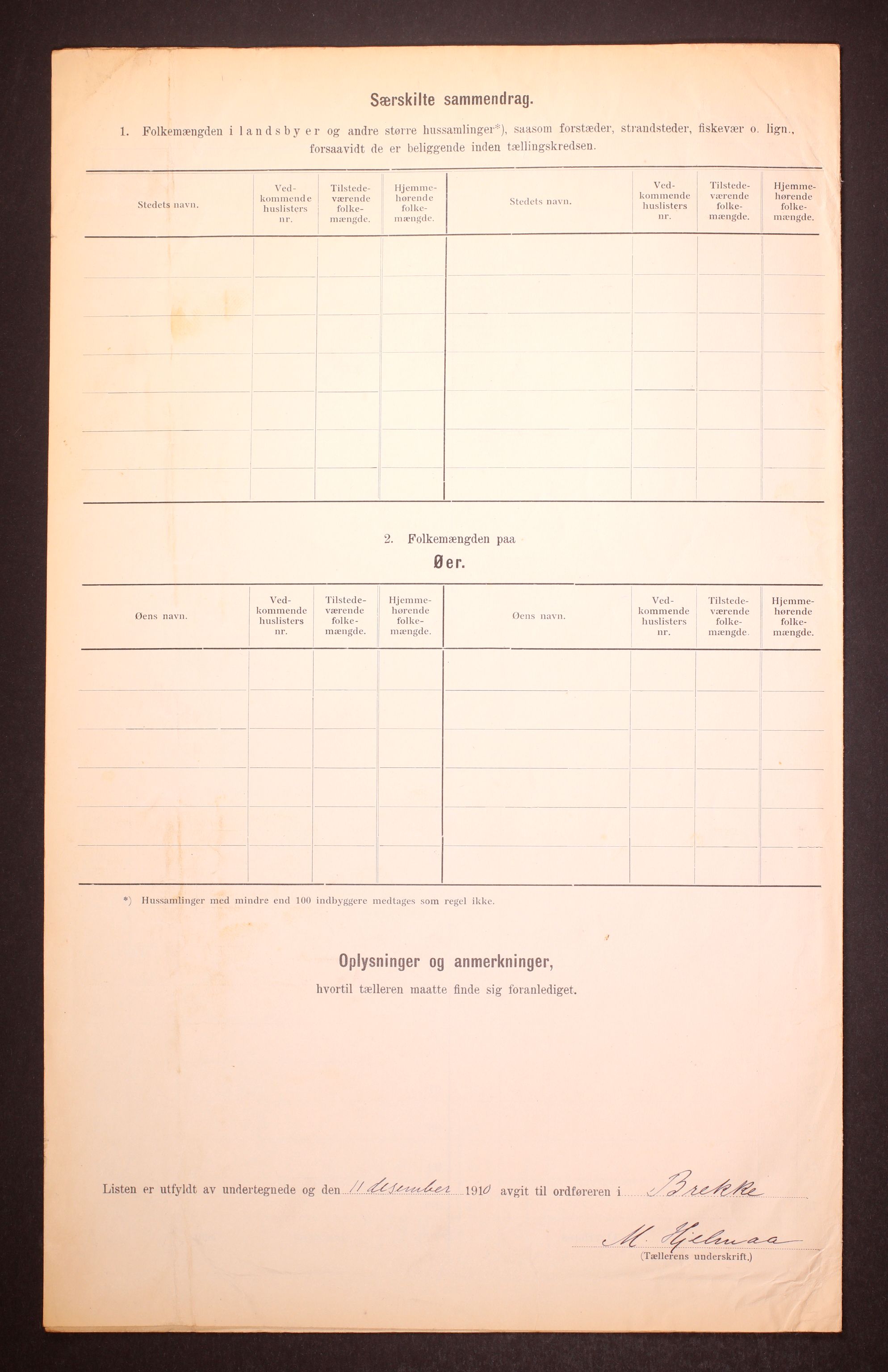 RA, 1910 census for Brekke, 1910, p. 9