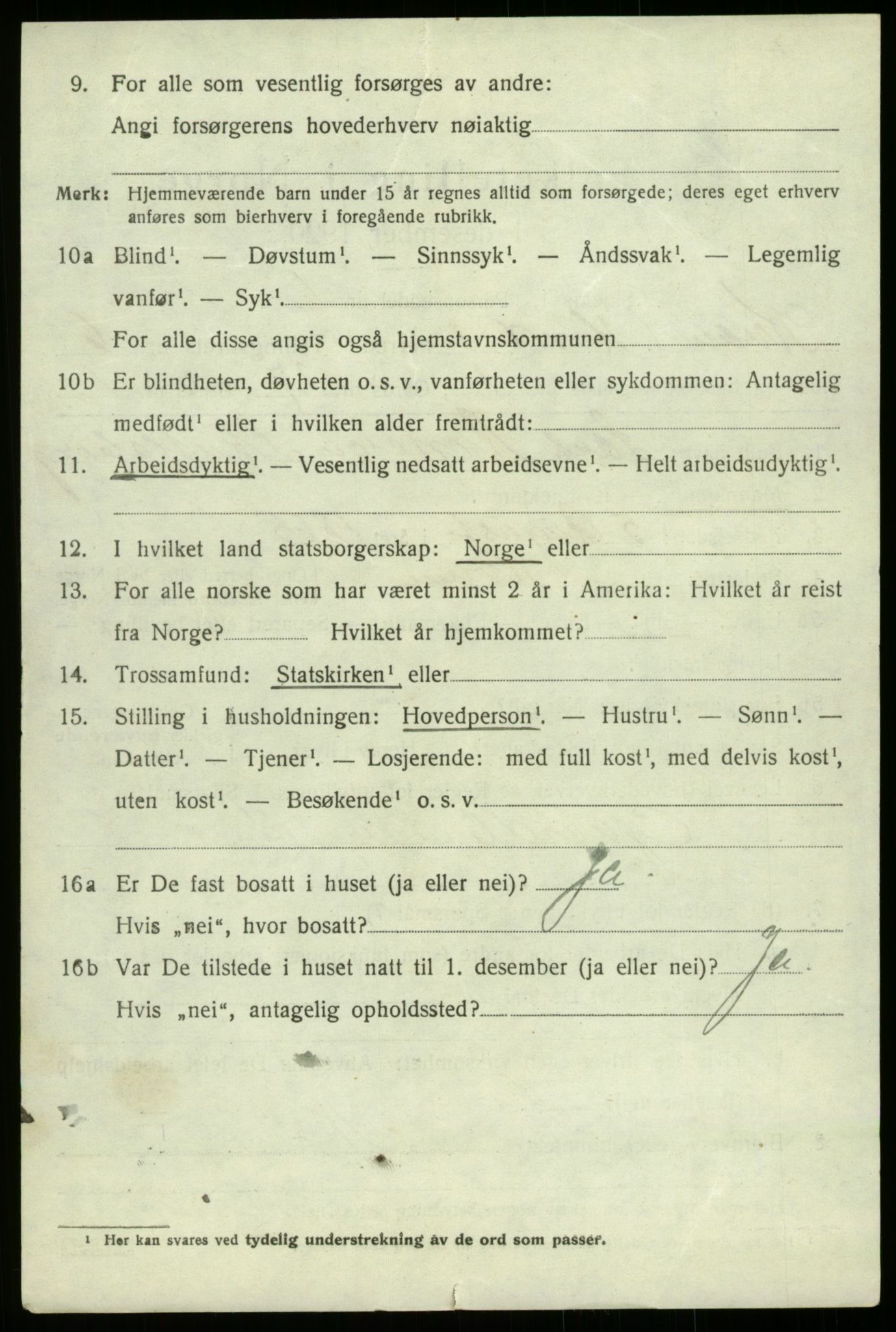 SAB, 1920 census for Kvam, 1920, p. 4394