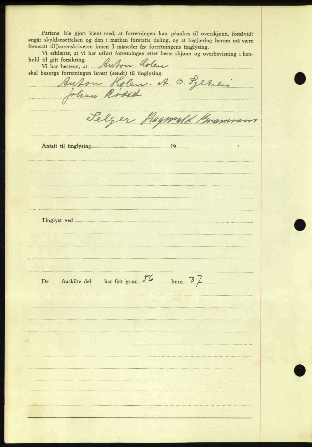 Romsdal sorenskriveri, AV/SAT-A-4149/1/2/2C: Mortgage book no. A14, 1943-1943, Diary no: : 630/1943